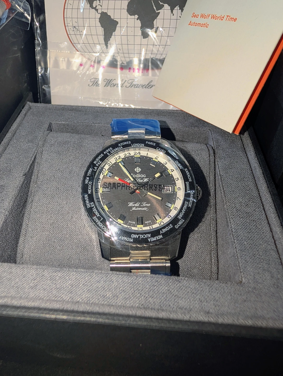 Zodiac Super Sea Wolf World Time Automatic Watch limited Edition
