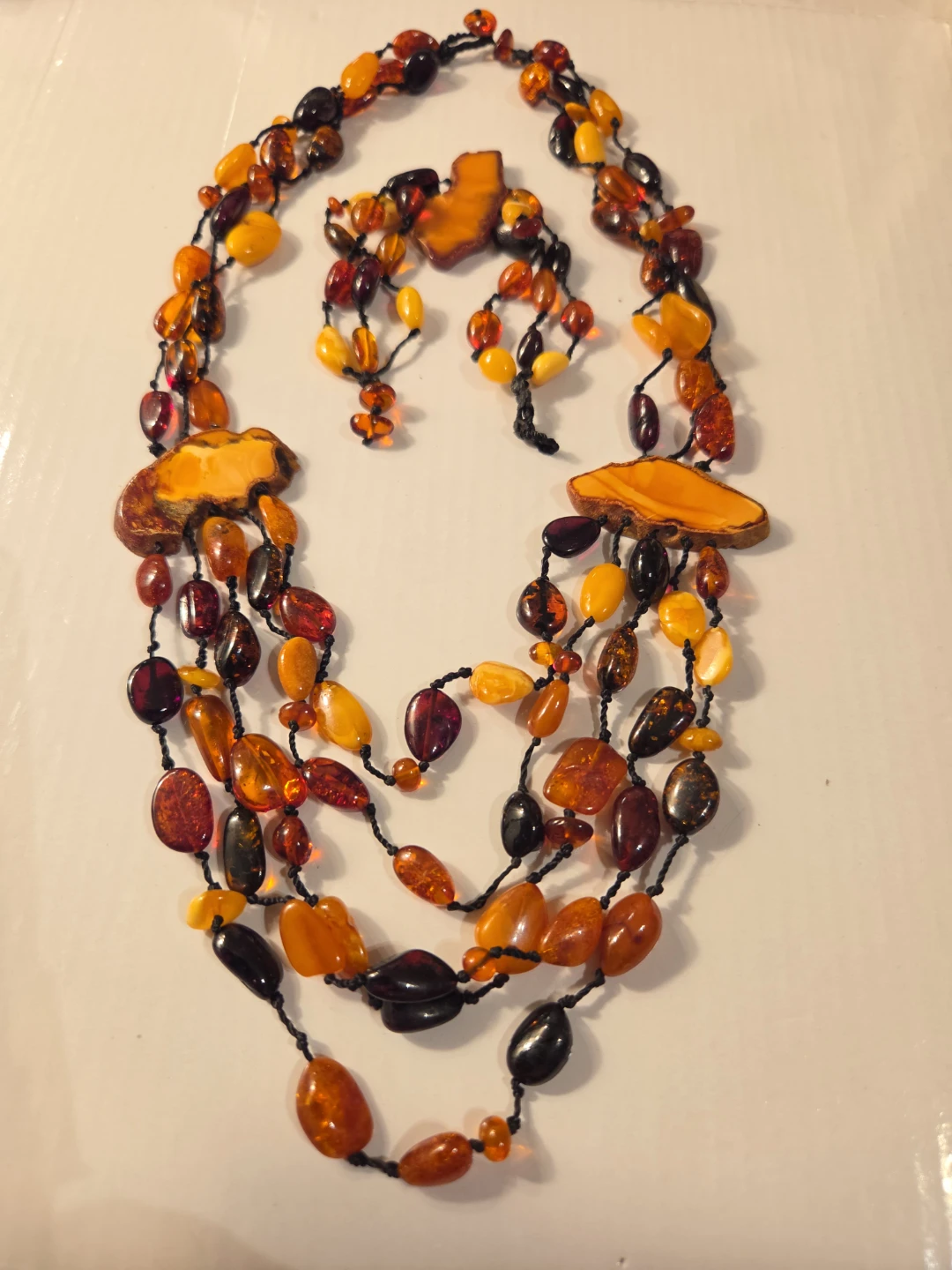 Multi-Strand Amber stones Beaded Necklace