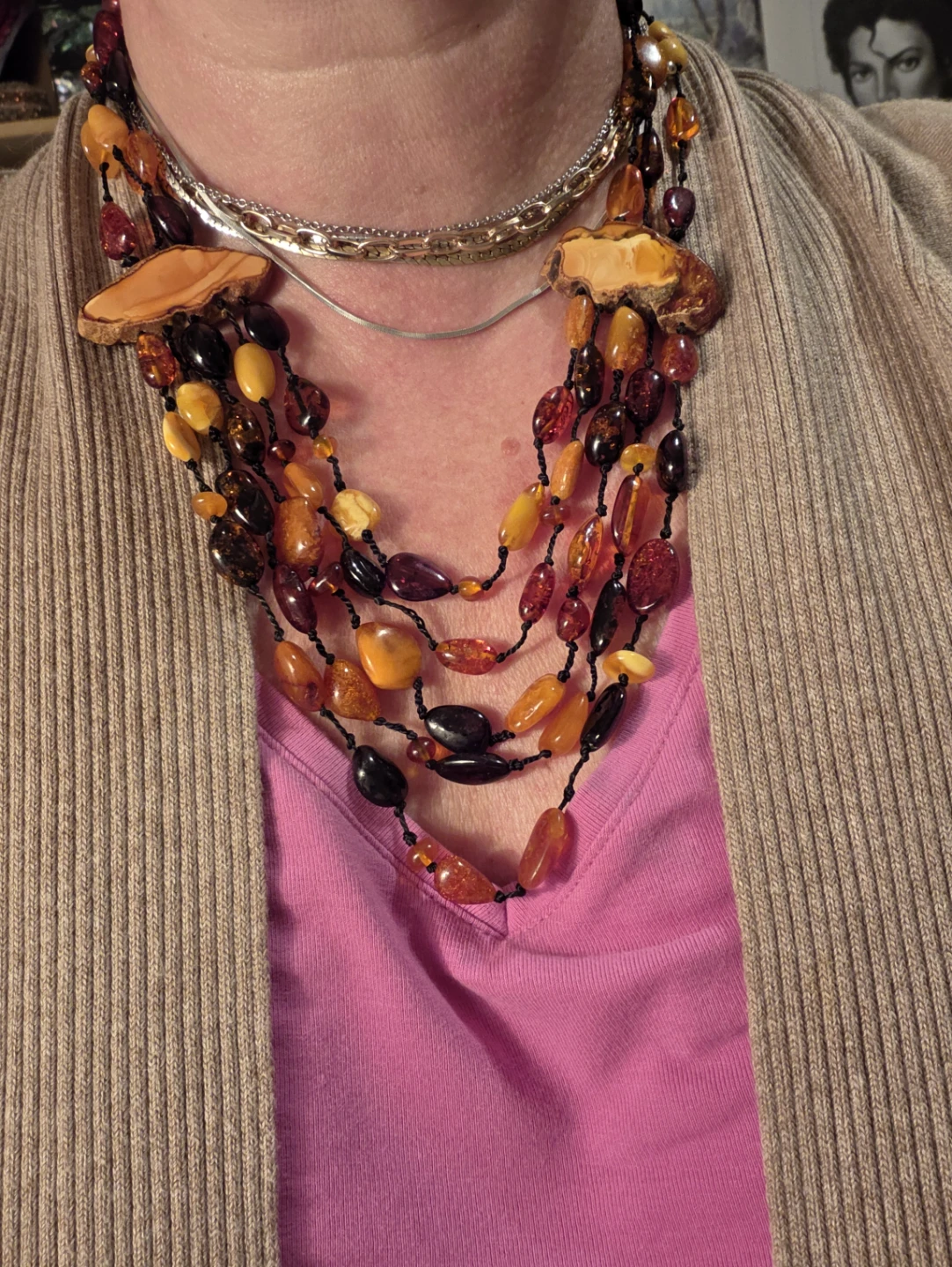 Multi-Strand Amber stones Beaded Necklace - photo 5