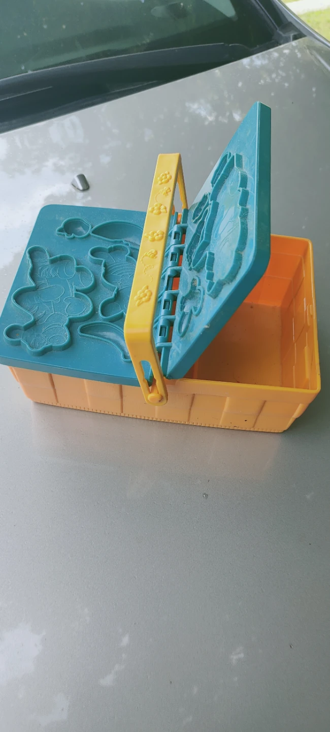 Blue and Yellow Plastic Toy Basket with Molds