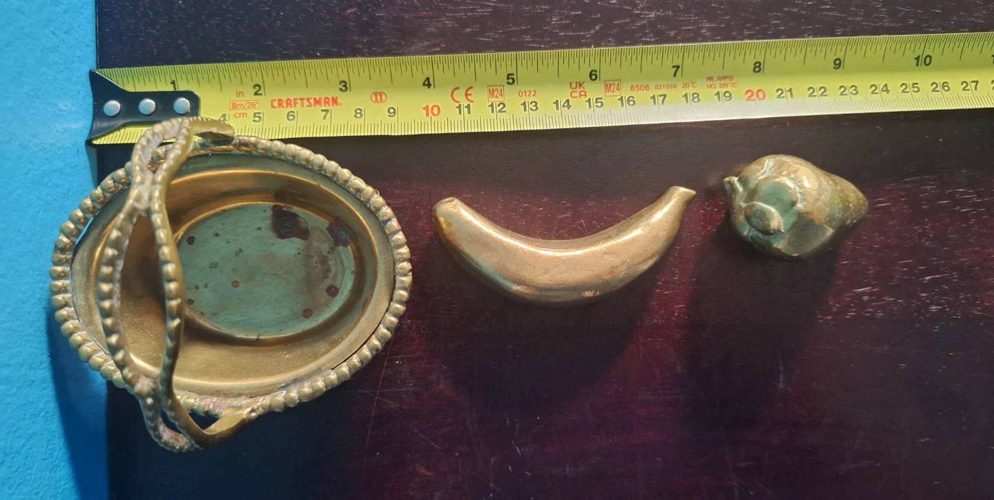 Brass Miniature Basket with Banana and Strawberry - photo 5