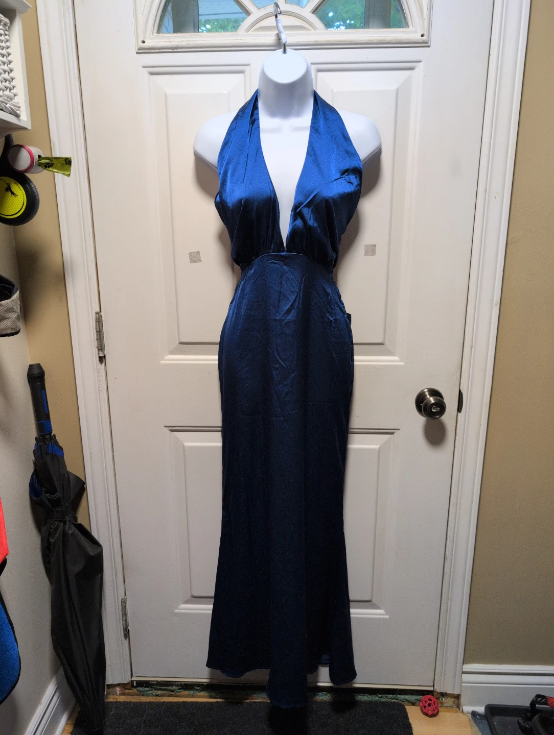Navy Blue Halter Maxi Dress