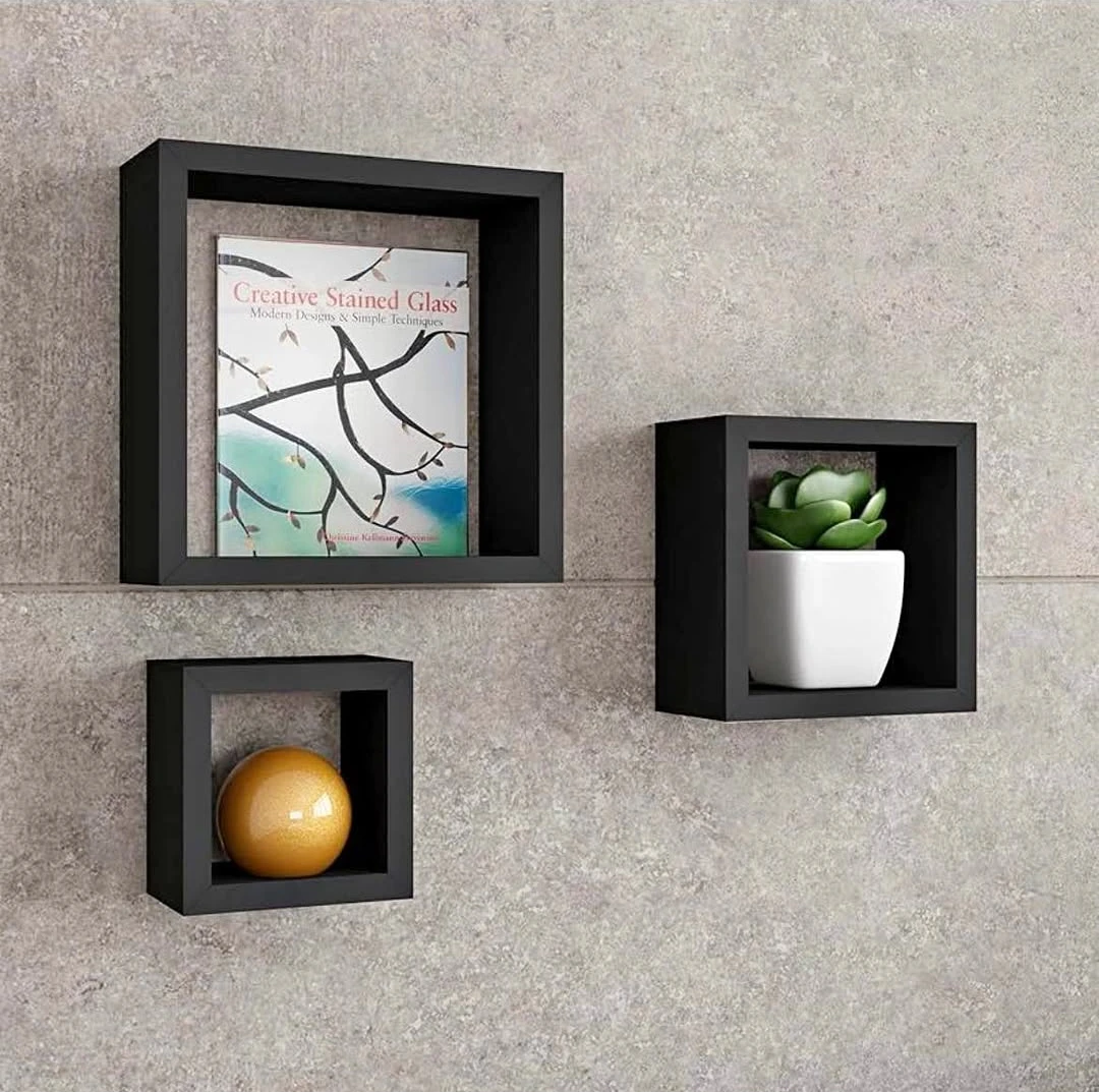 NEVER USED! Home Basics Black Floating Wall Shelf Set - photo 2