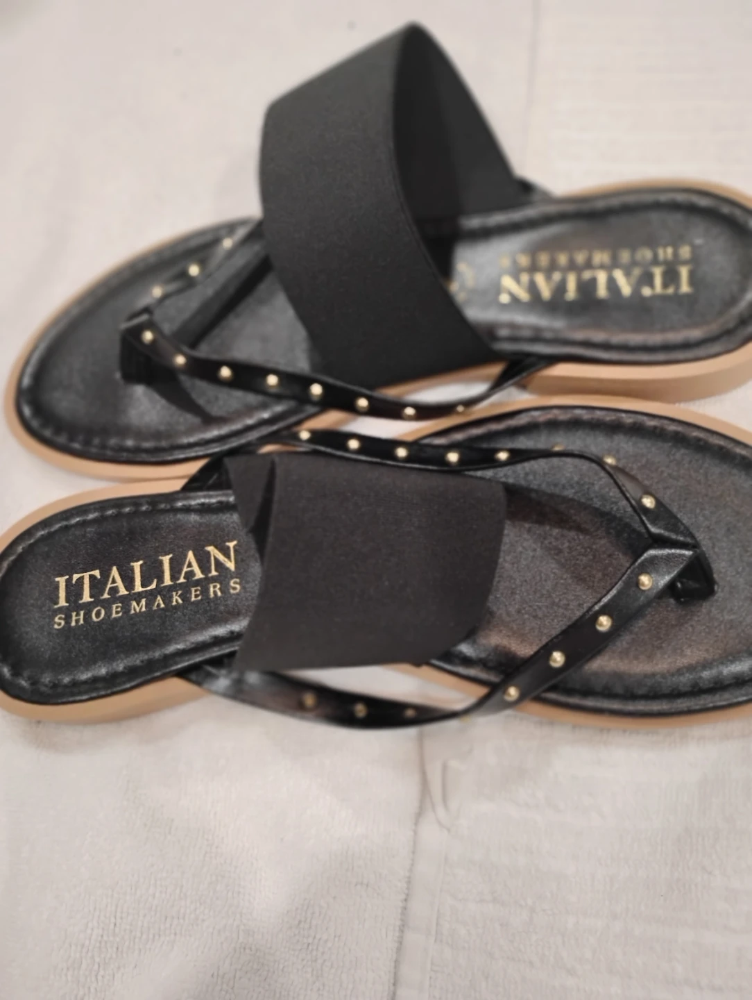 Italian Shoemakers Black Studded Sandals