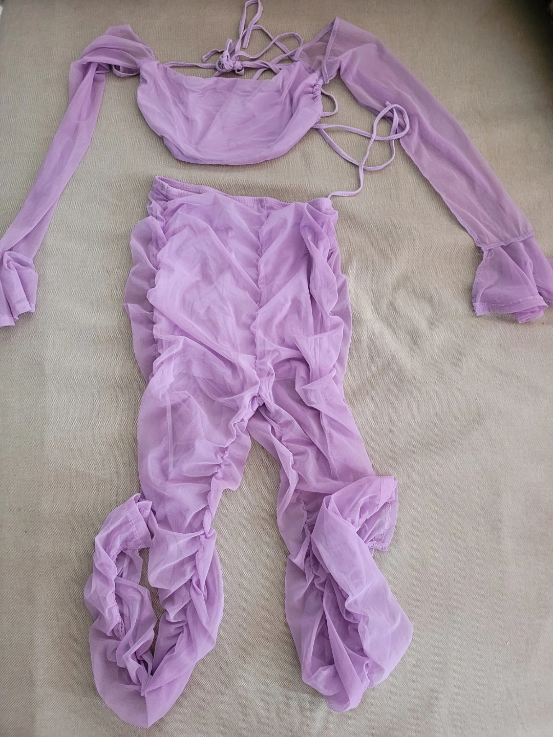 Lilac Sheer Ruffle Jumpsuit