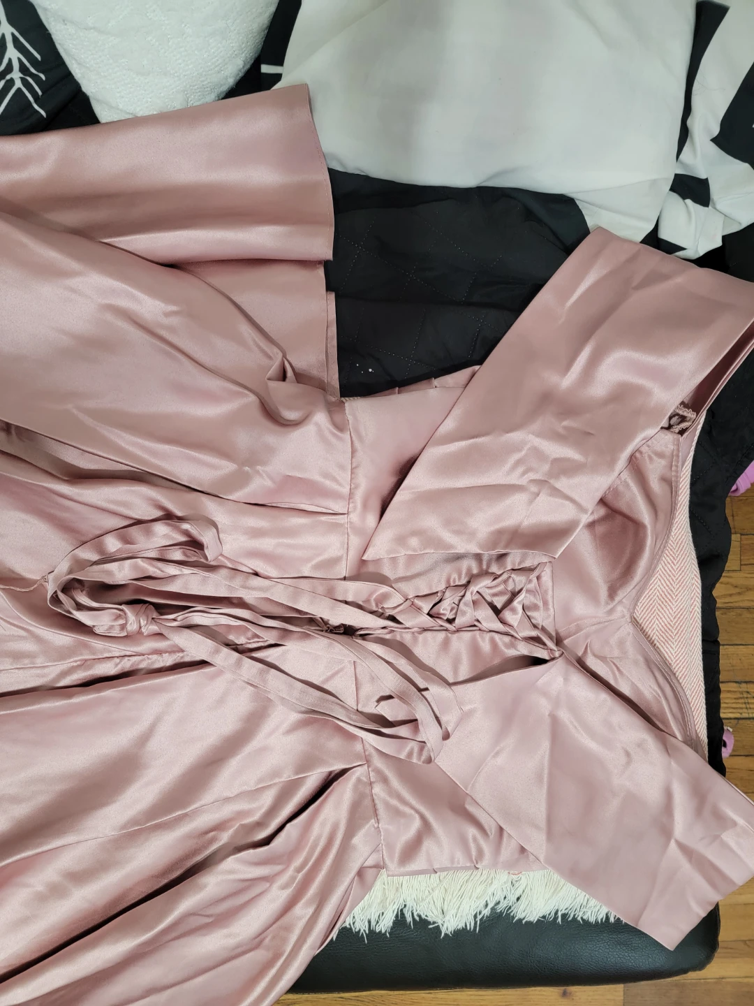 Pink Satin Off-the-Shoulder Dress - photo 4