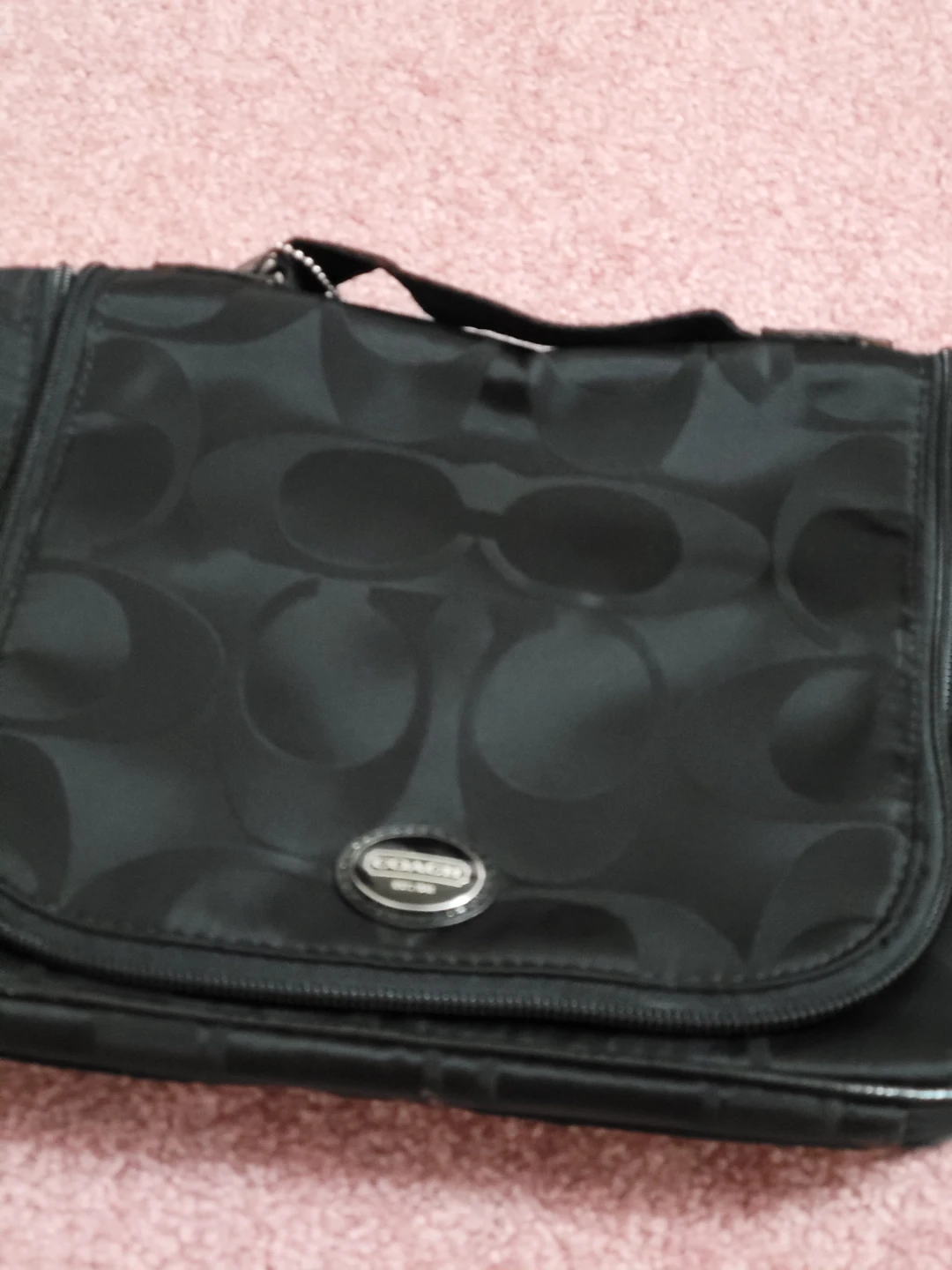 Coach Black Signature Cosmetic Bag