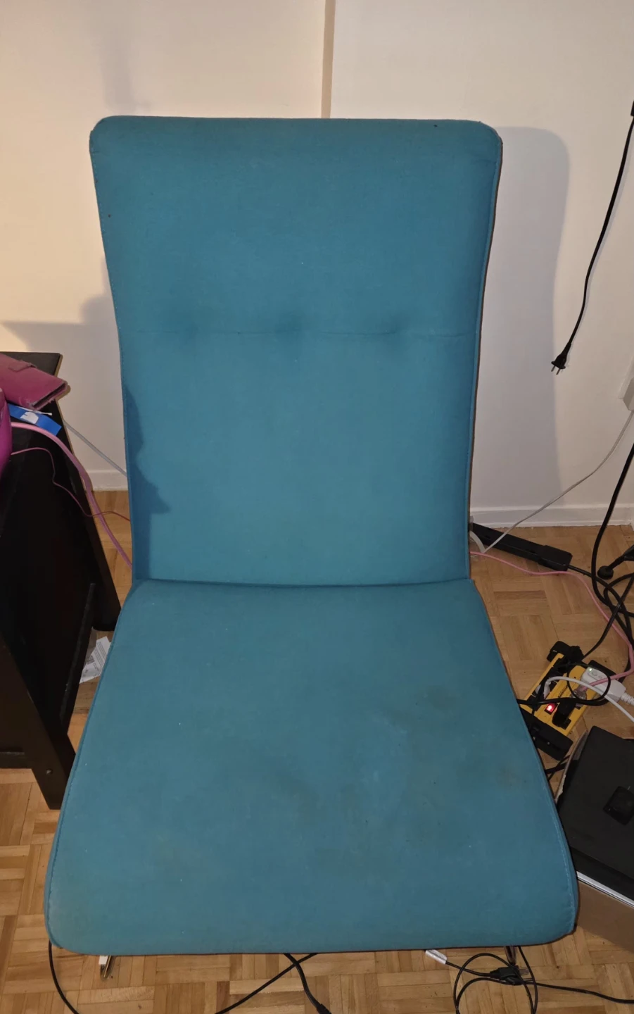 EQ3 Teal Accent Chair with Chrome Base