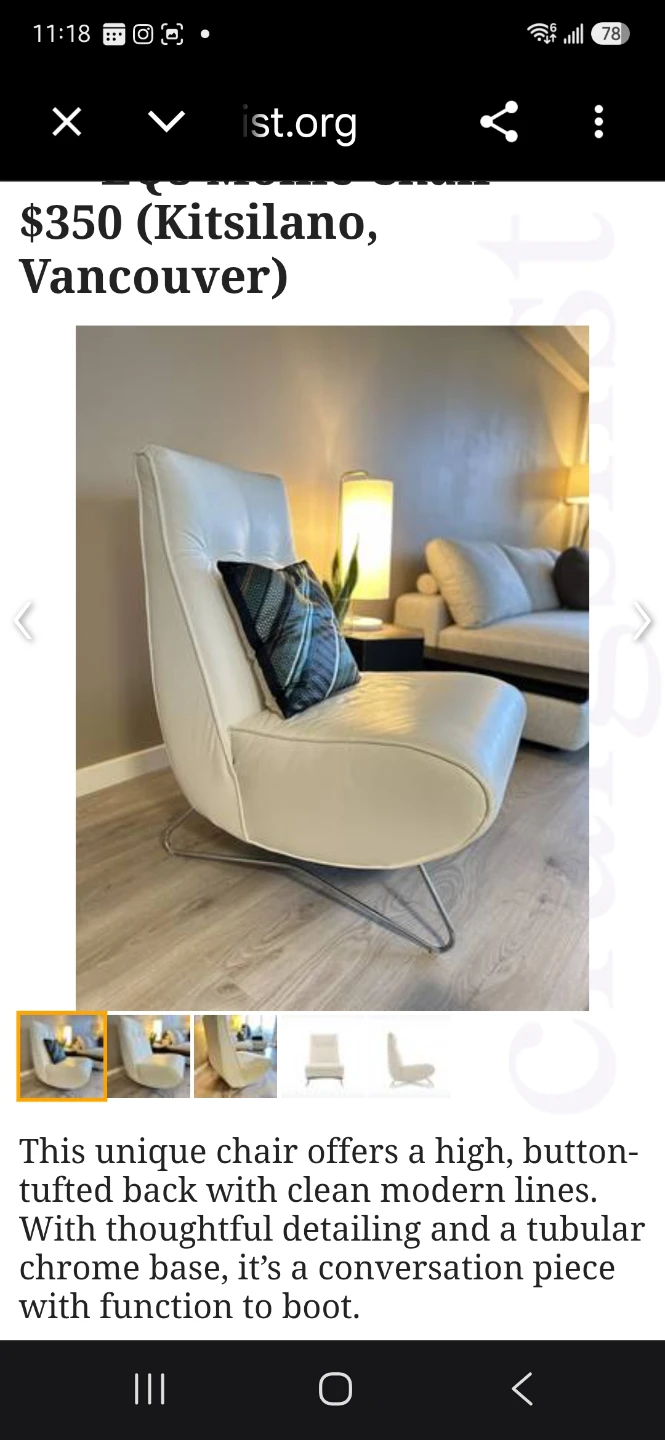 EQ3 Teal Accent Chair with Chrome Base - photo 3