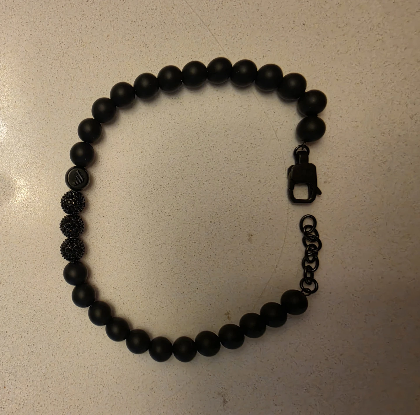 Emporio Armani Black Beaded Bracelet