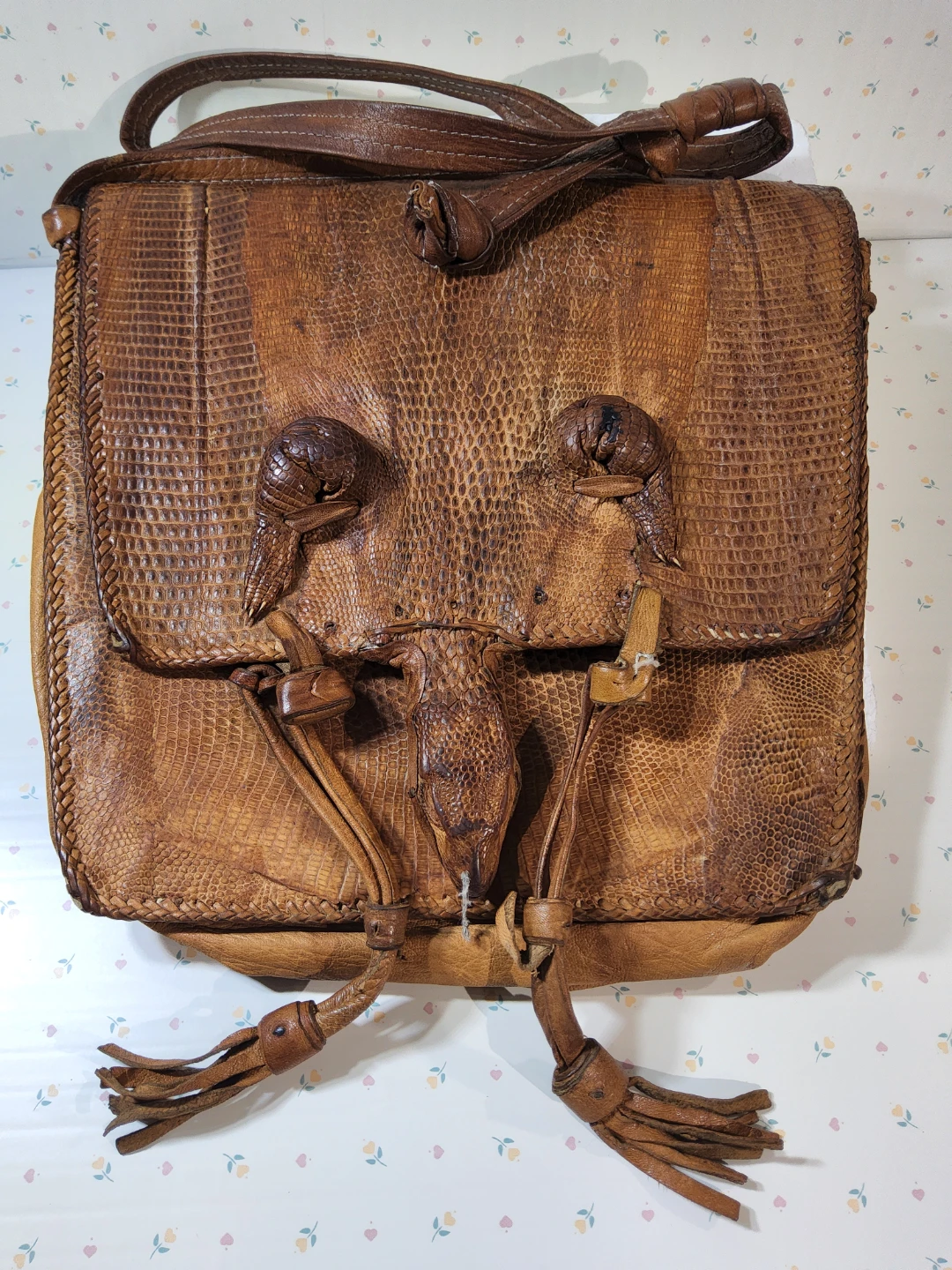 VTG 60s Taxidermy Alligator Head Crossbody Shoulder bag  Purse
