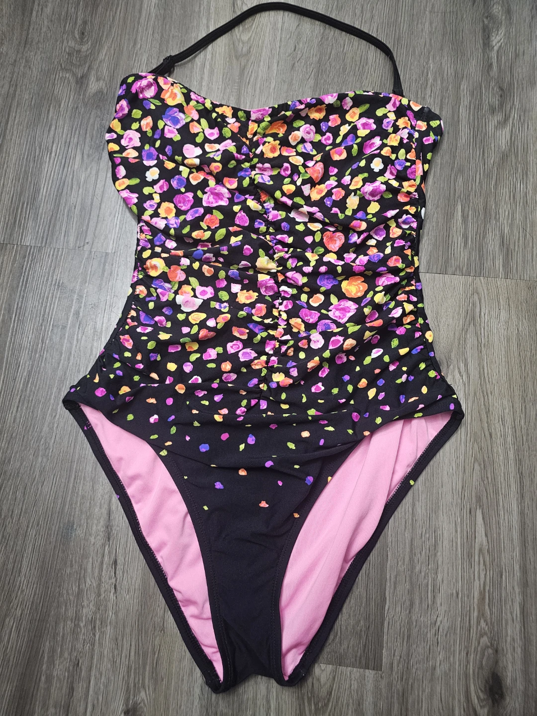 Anne Cole Women's Swimsuit Size 14 Black Floral One-Piece