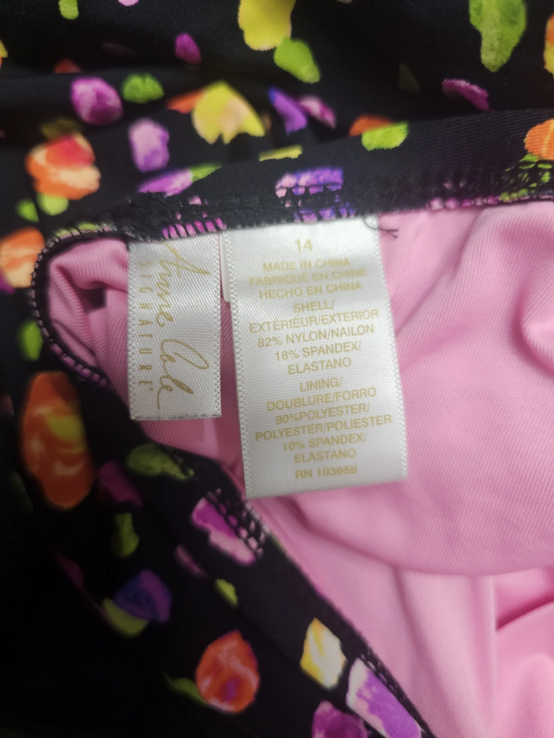 Anne Cole Women's Swimsuit Size 14 Black Floral One-Piece - photo 4