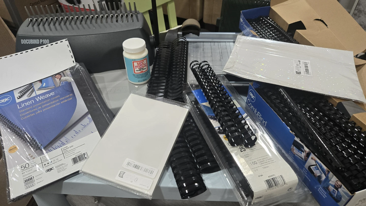 Complete GBC Comb Binding Machine &  Paper Trimmer Kit +Supplies