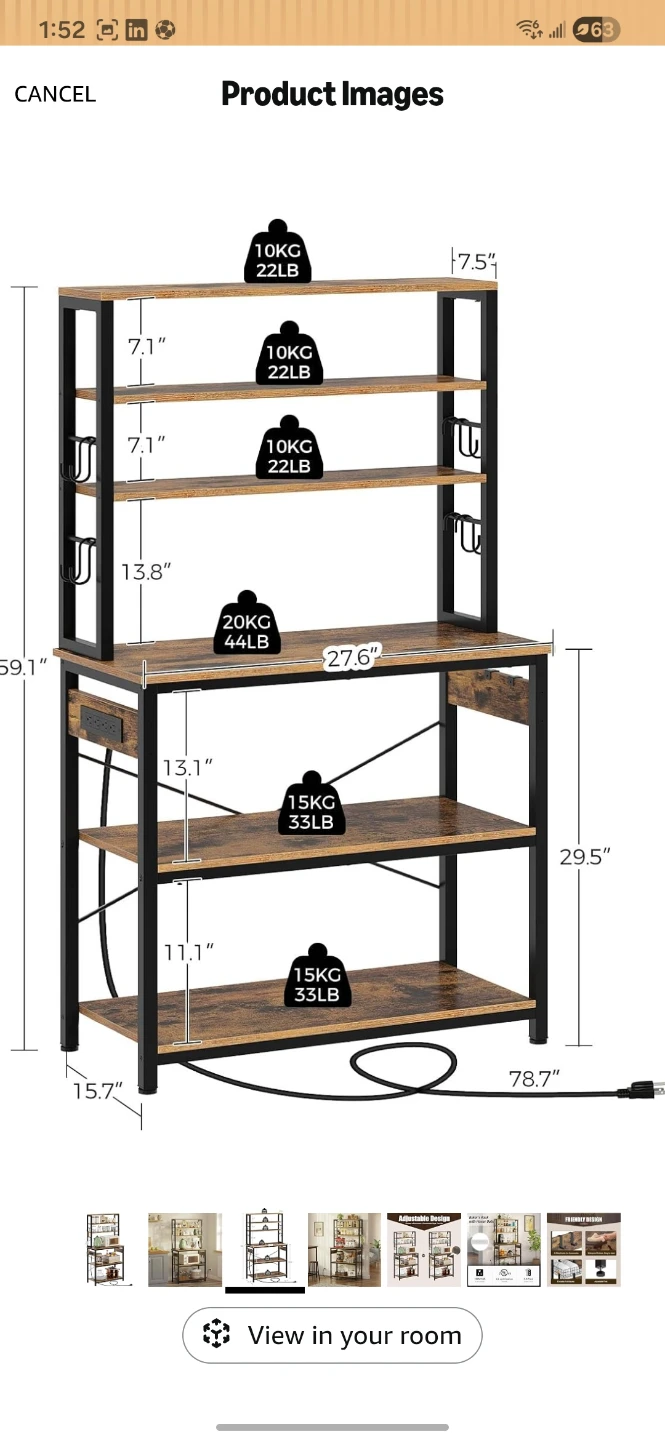 Kitchen Baker's Rack with Power Outlet - photo 3