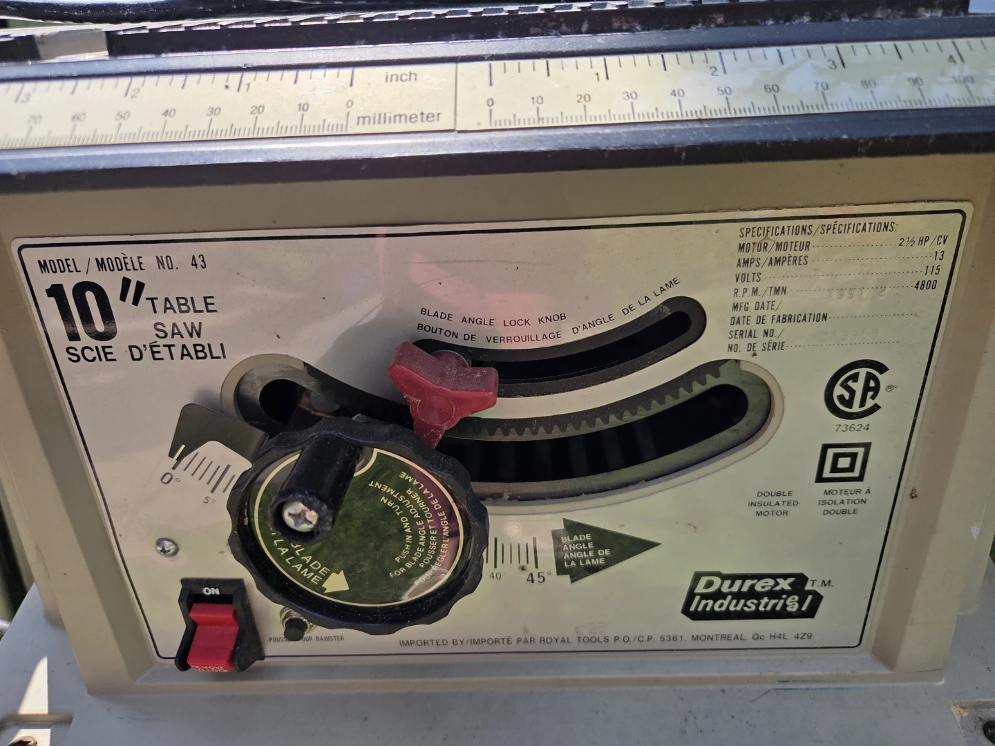 Durex Industrial 10" Table Saw Model 43 - photo 2