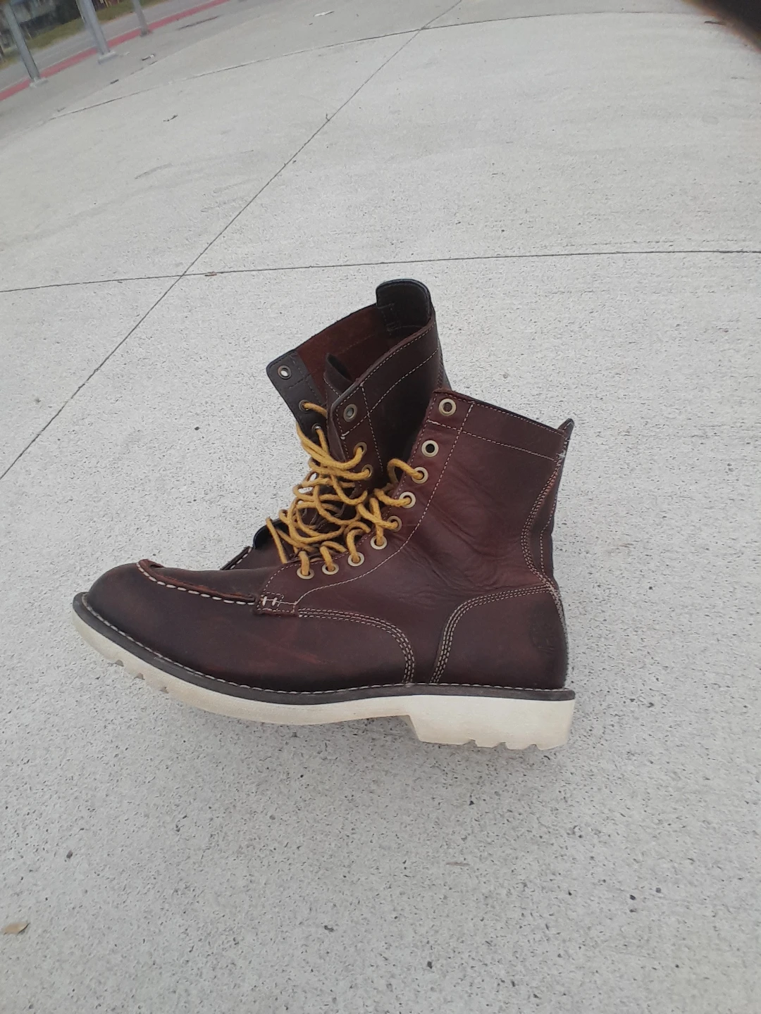 Brown Leather Lace-Up  Original Timberland Boots Men's Size 9.5 - photo 3