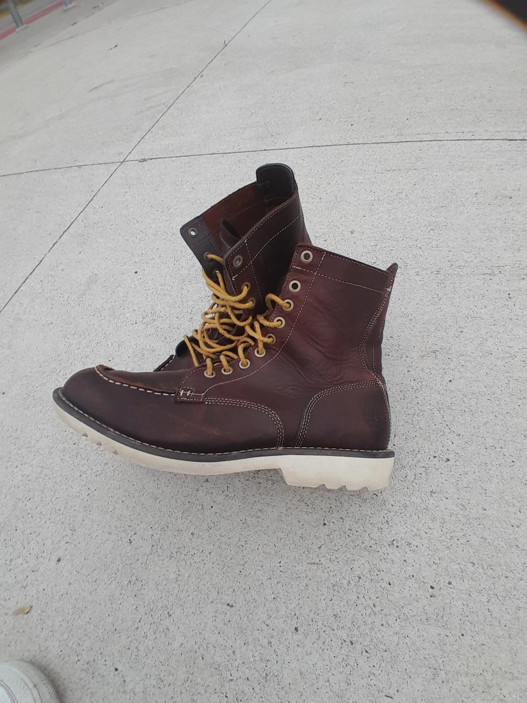 Brown Leather Lace-Up  Original Timberland Boots Men's Size 9.5 - photo 5