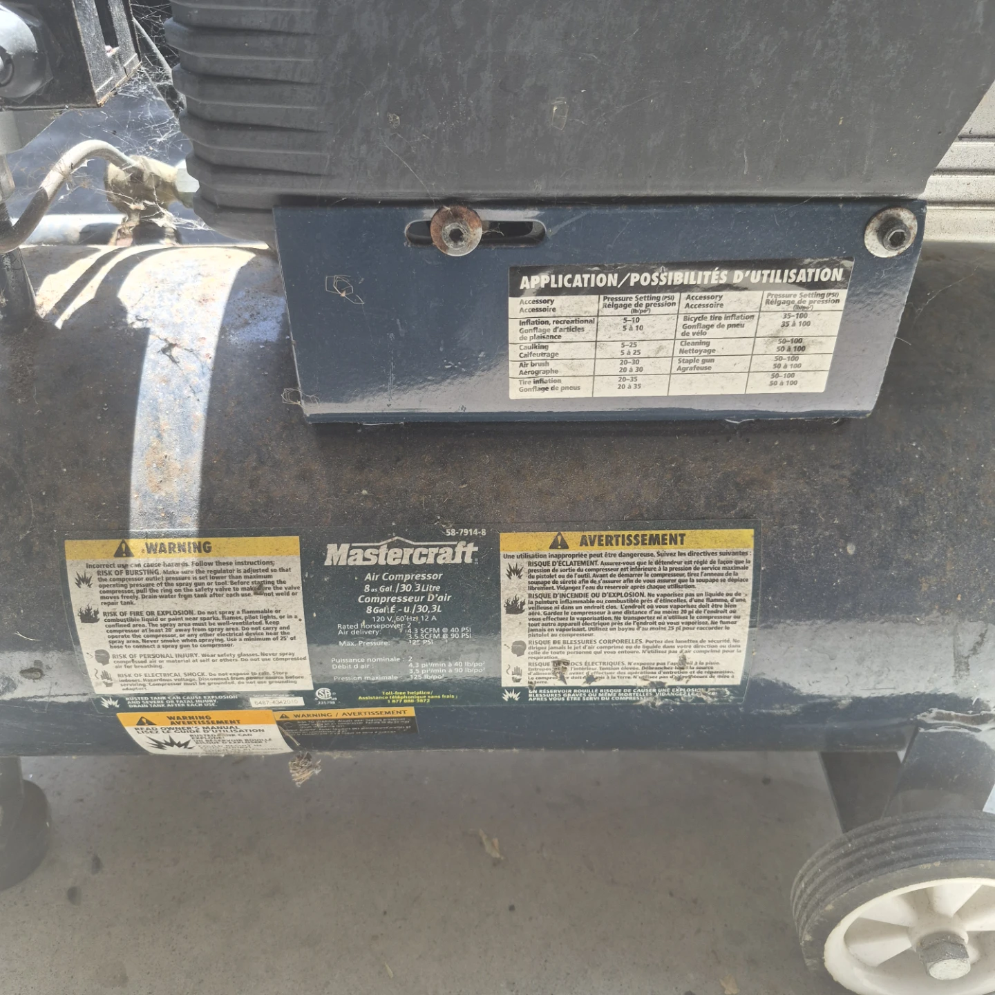 Mastercraft Air Compressor 8 Gallon - photo 5