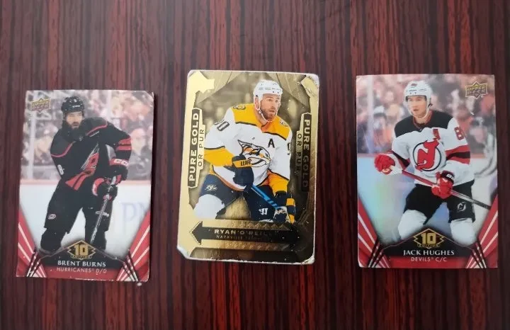 Hockey Cards - Brent Burns, Ryan O'Reilly, Jack Hughes