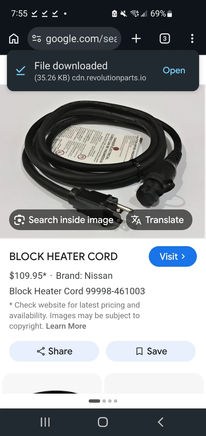 Nissan Block Heater Cord