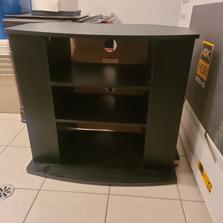 Black TV Stand with Shelves