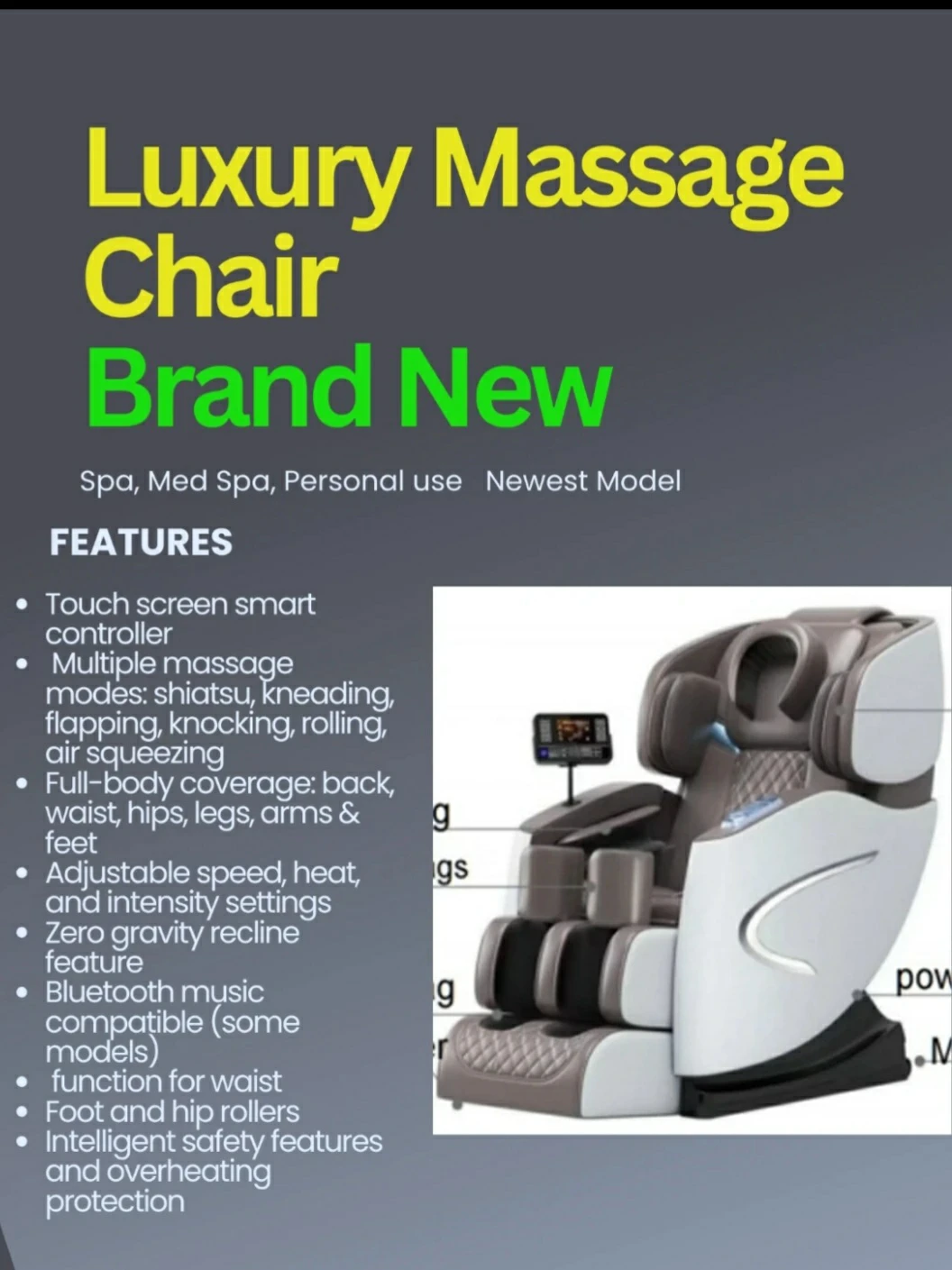New! Massage Chair Q1 salon, spa, therapy and ho.e