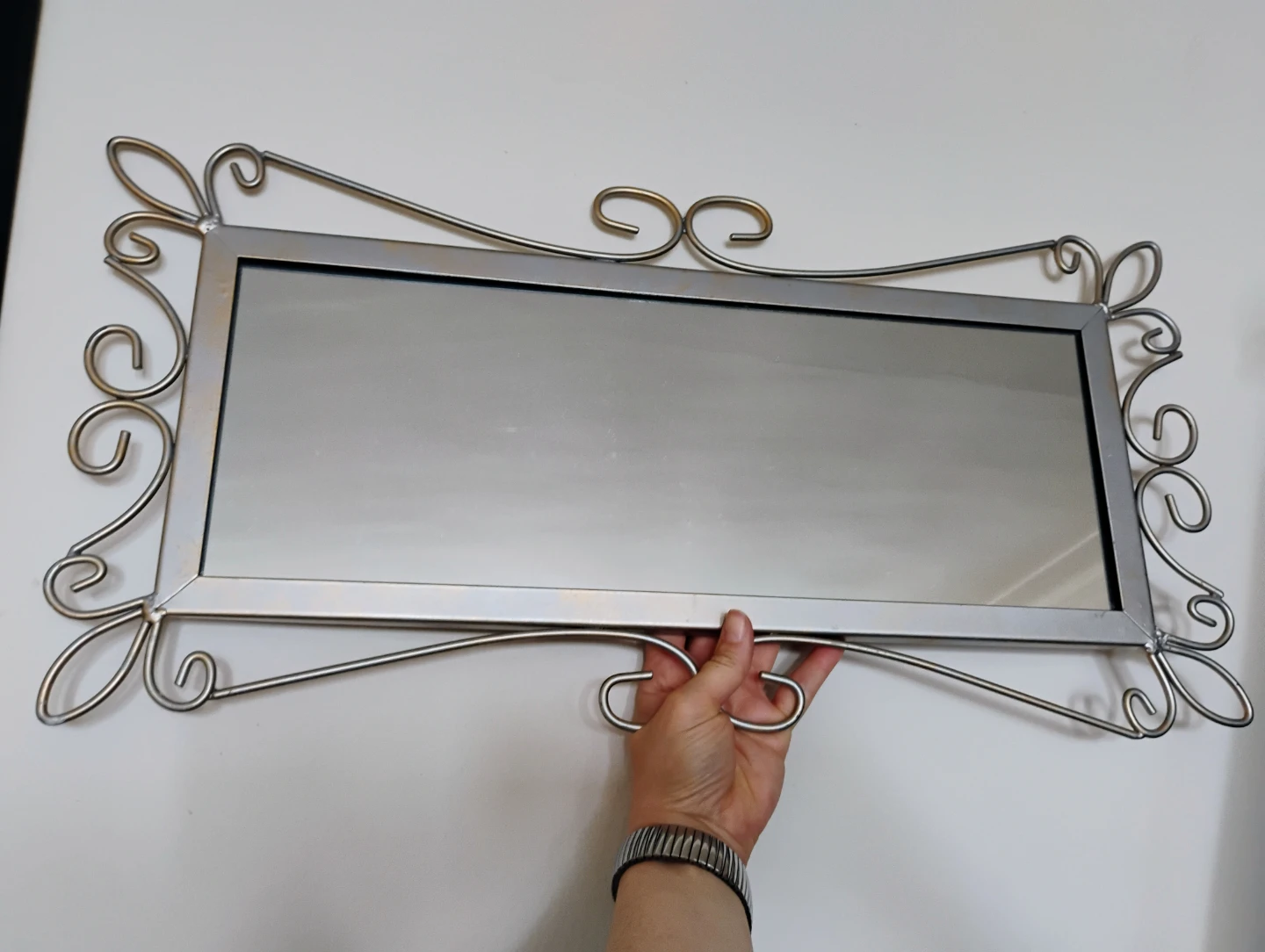Decorative Wall Mirror with Ornate Metal Frame