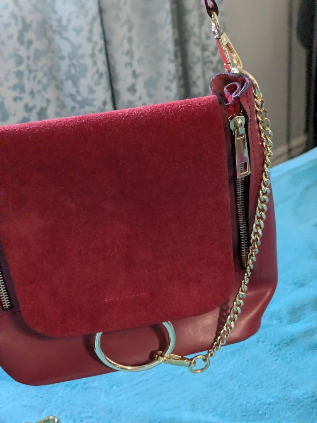 Vera Pelle Red Leather and Suede Convertible Bag - photo 3