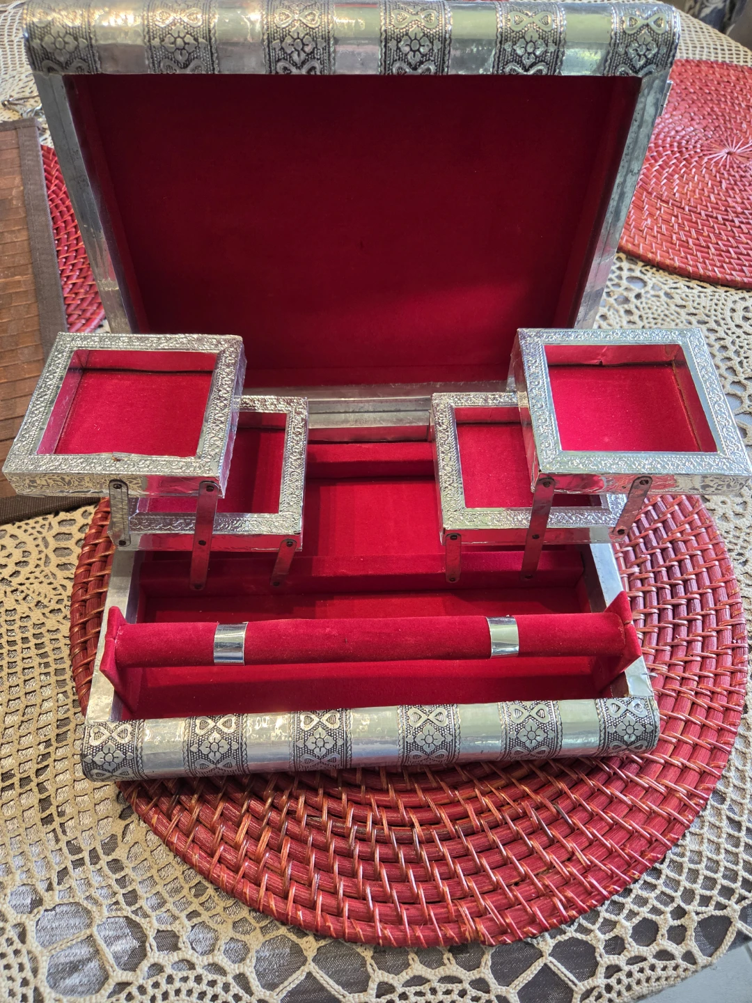 Decorative Silver Tone Jewellery Box