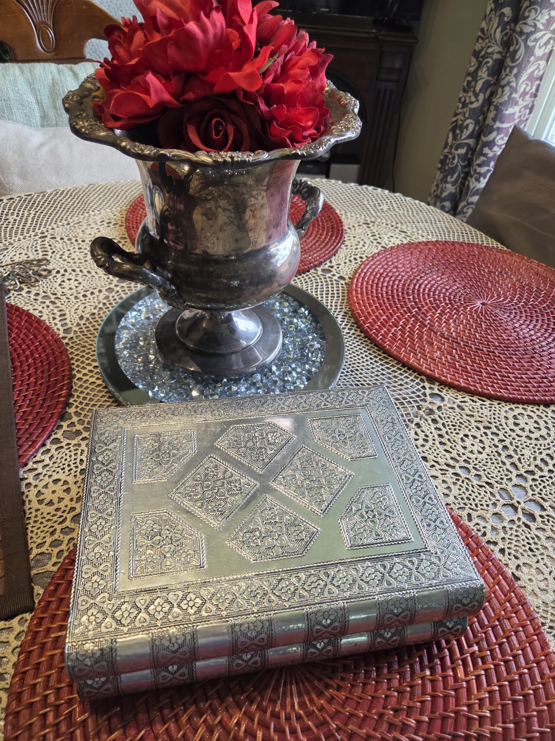 Decorative Silver Tone Jewellery Box - photo 2