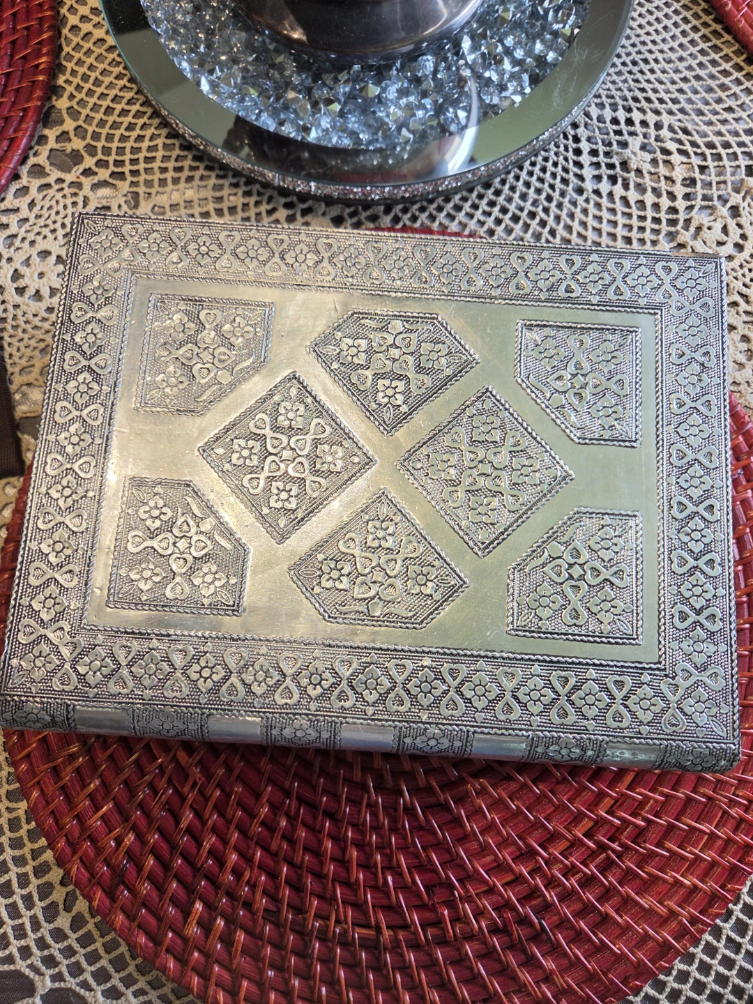 Decorative Silver Tone Jewellery Box - photo 3