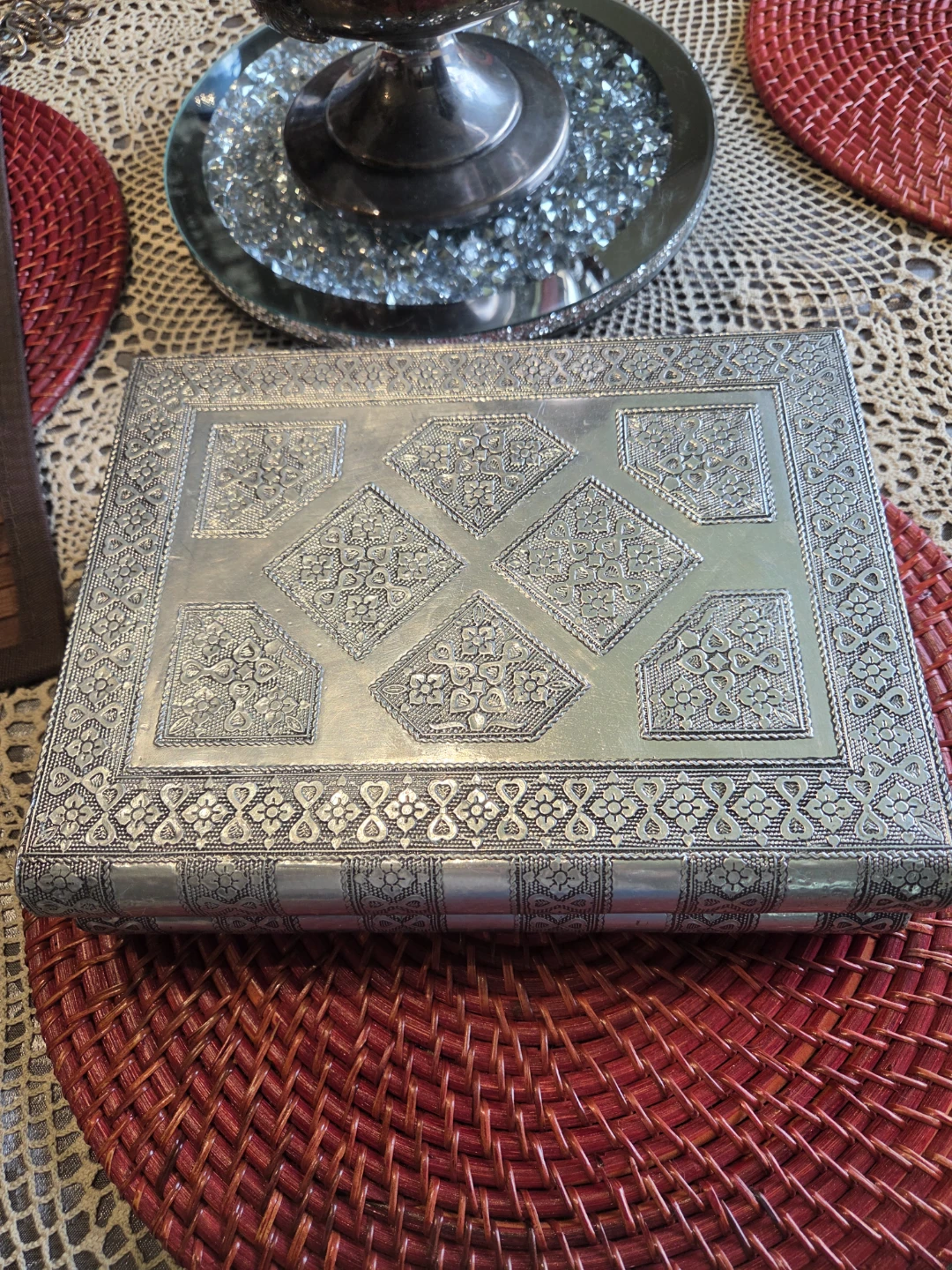 Decorative Silver Tone Jewellery Box - photo 4