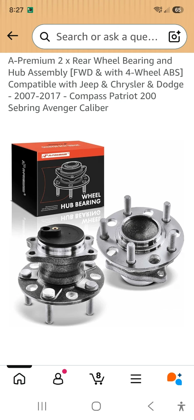 A-Premium 2 x Rear Wheel Hub Bearing for Jeep/Chrysler/Dodge