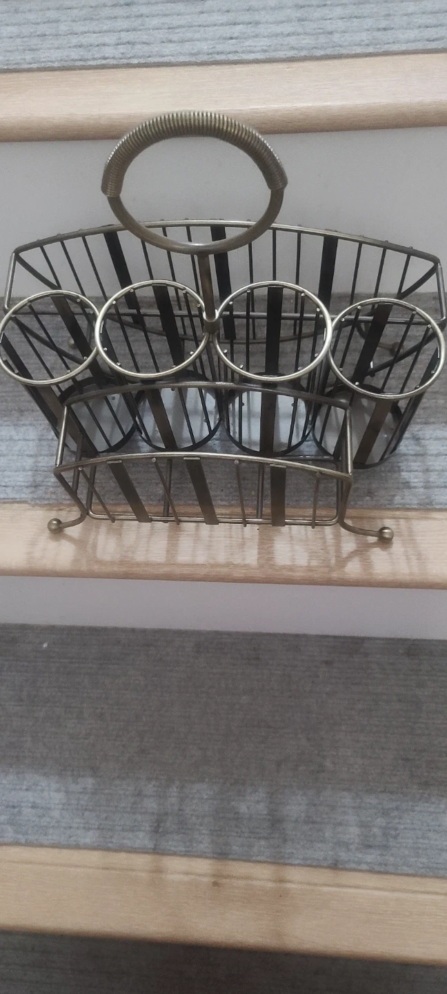 Vintage Metal Cutlery Caddy with Handle