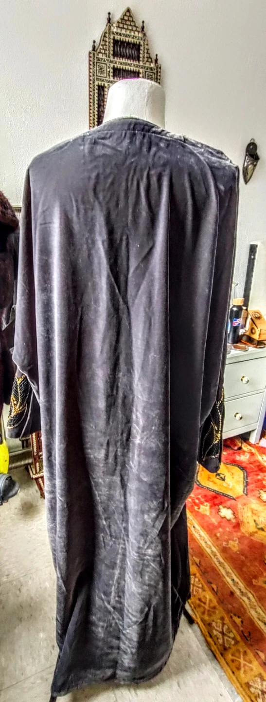 Gray  Velvet Beaded Kimono Robe