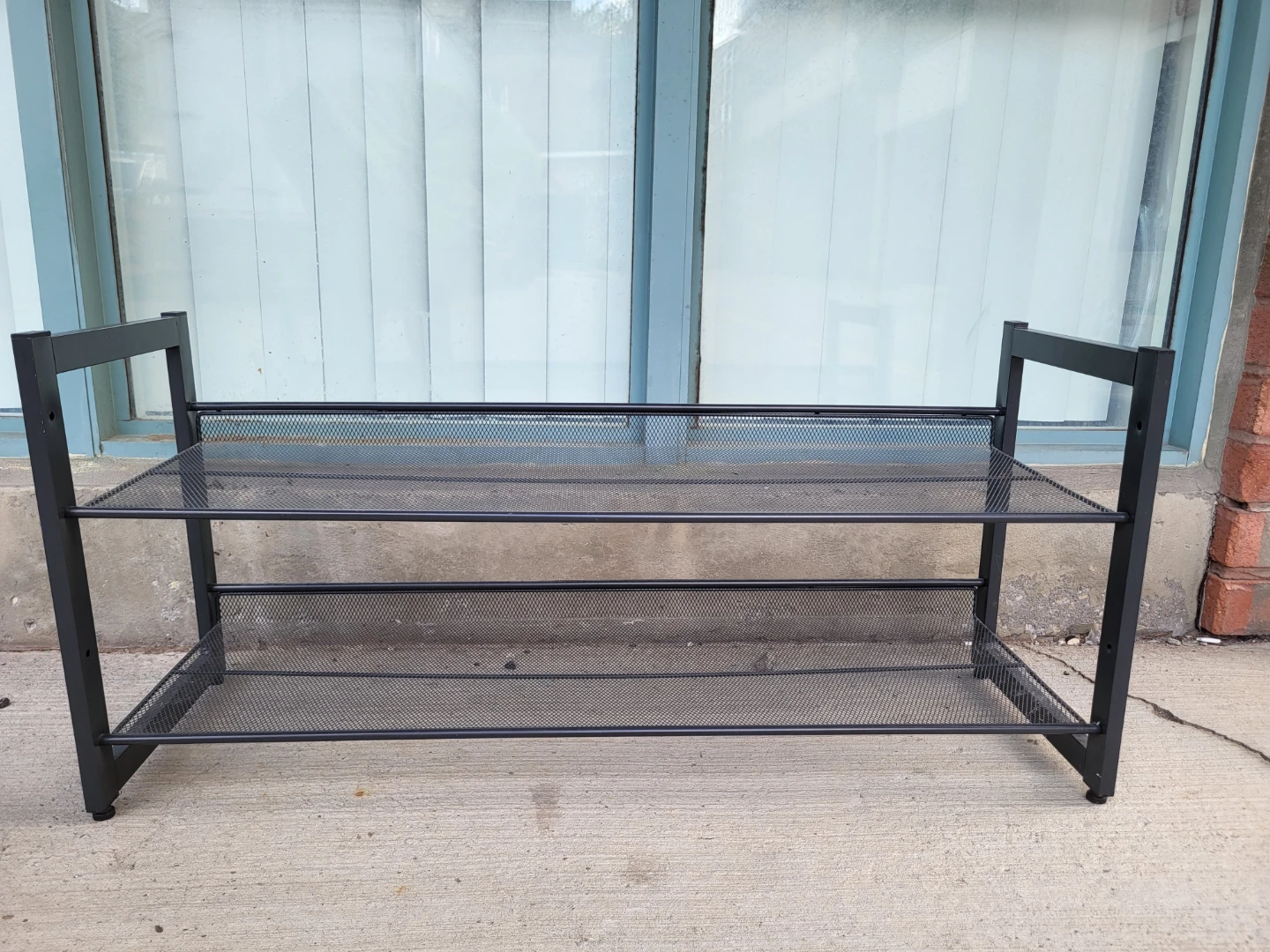 Black Metal 2-Tier Shoe Rack