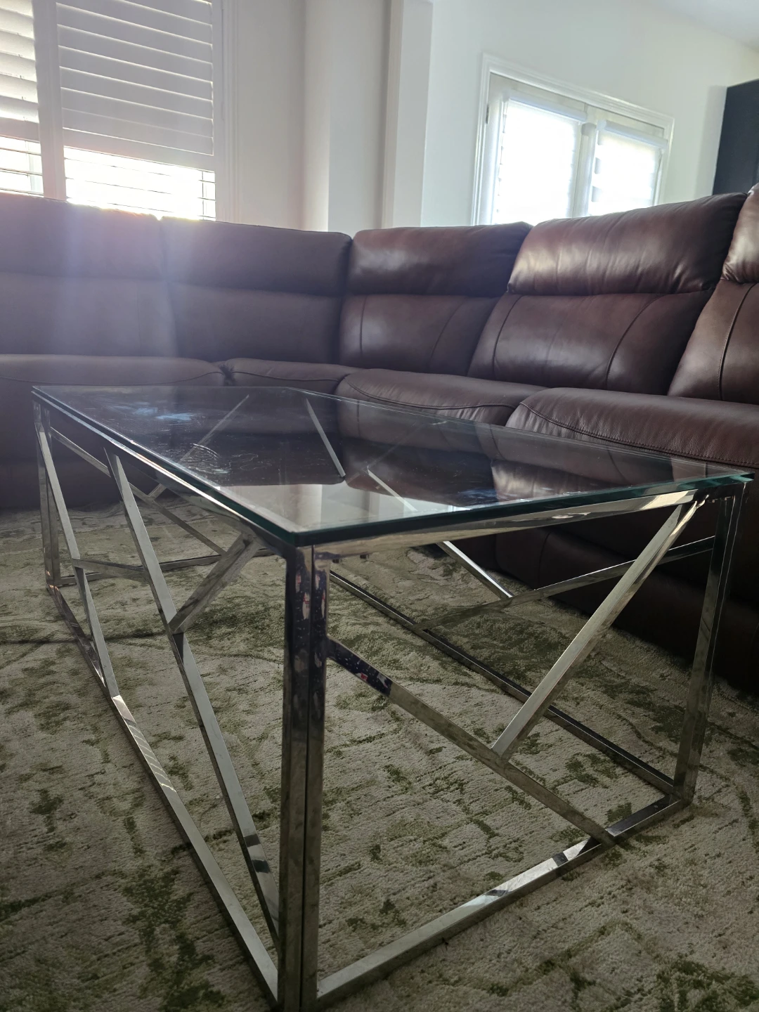 Glass Top Coffee Table with Stainless Steel Frame