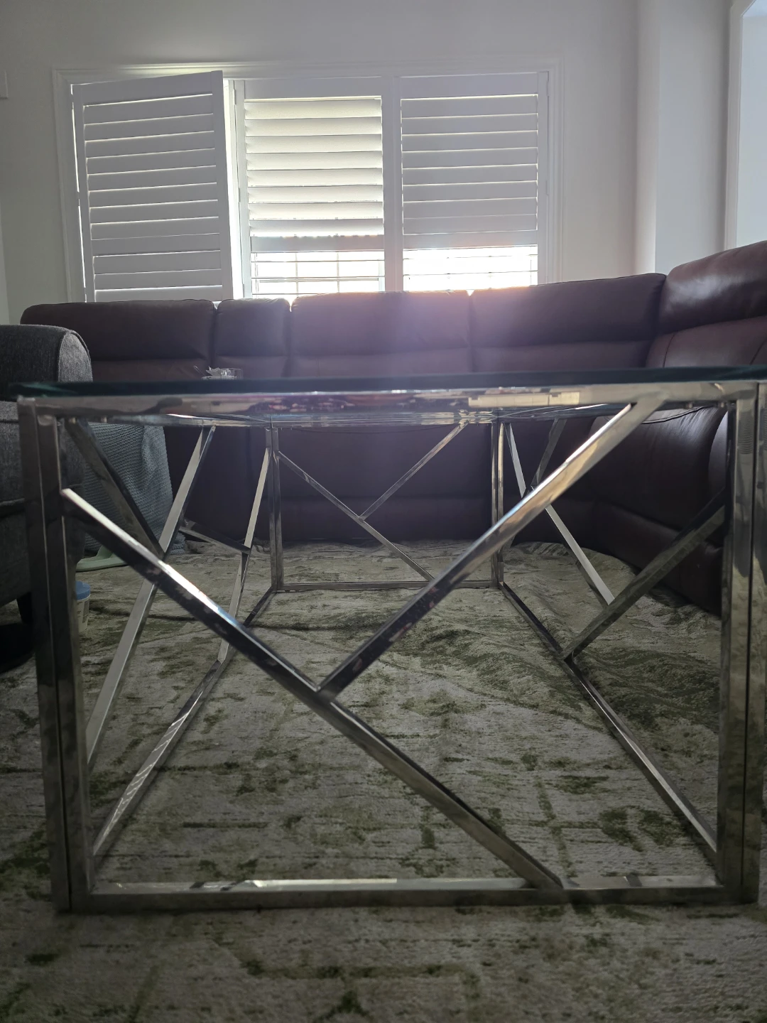 Glass Top Coffee Table with Stainless Steel Frame - photo 2