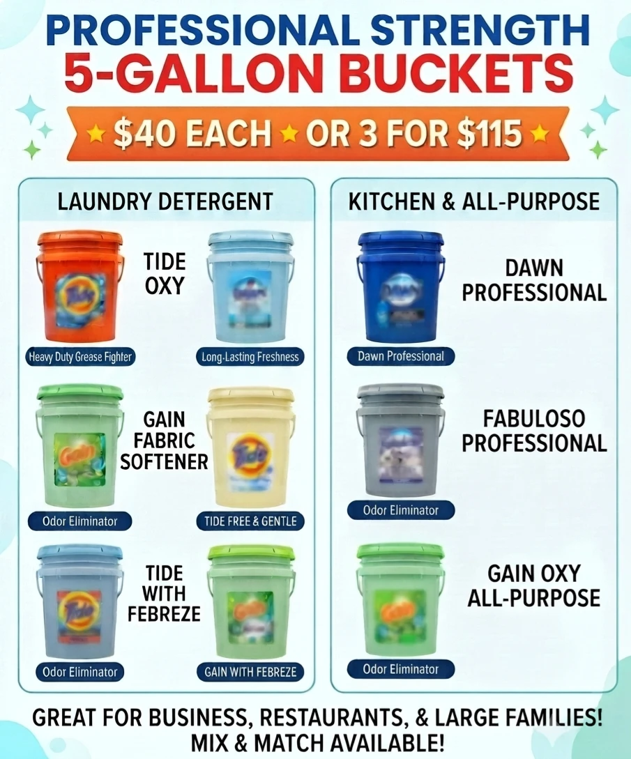 5-Gallon Buckets of Professional Cleaners