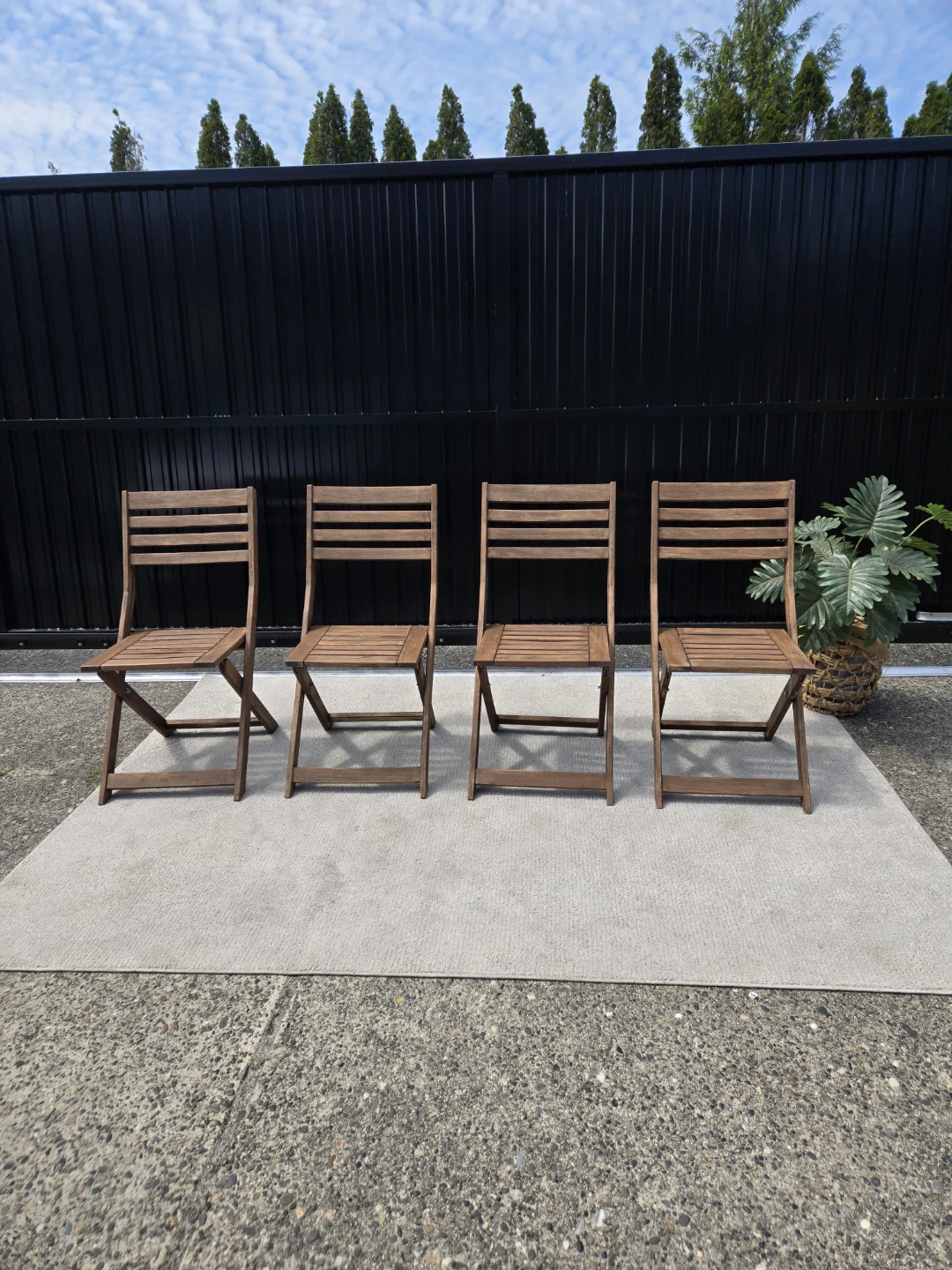 4 newly sanded and stained ikea applaro folding chairs