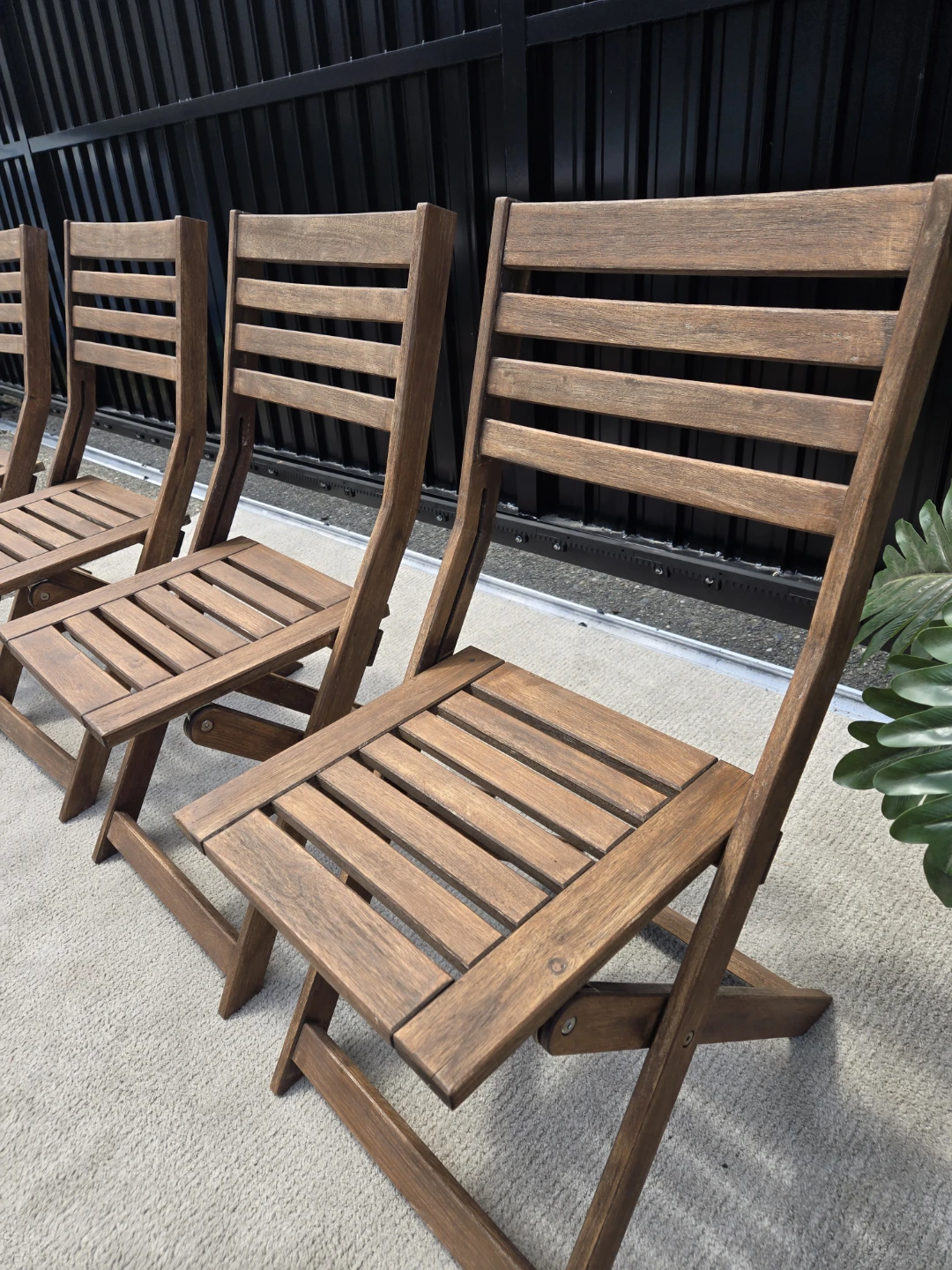 4 newly sanded and stained ikea applaro folding chairs - photo 4