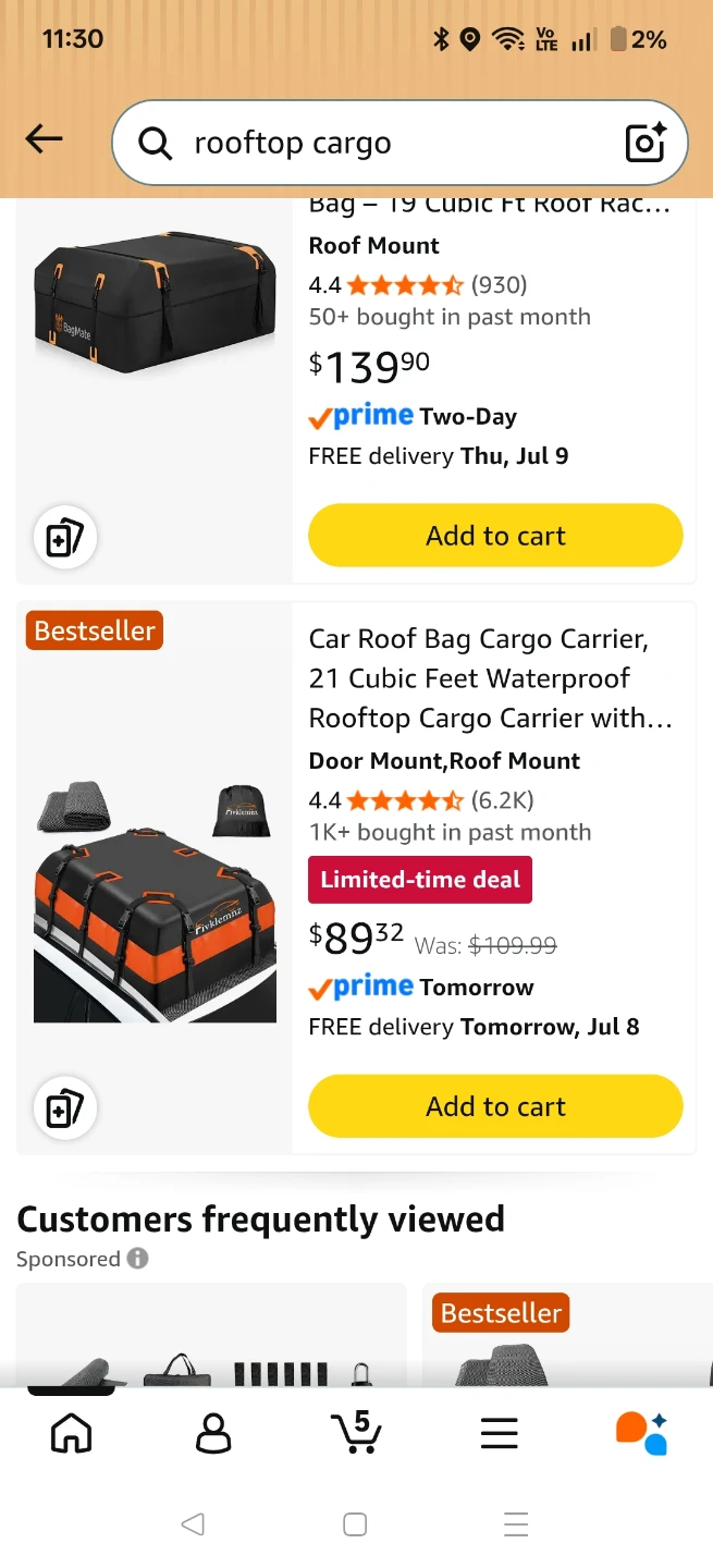 21 Cubic Feet Car Rooftop Cargo Carrier Bag