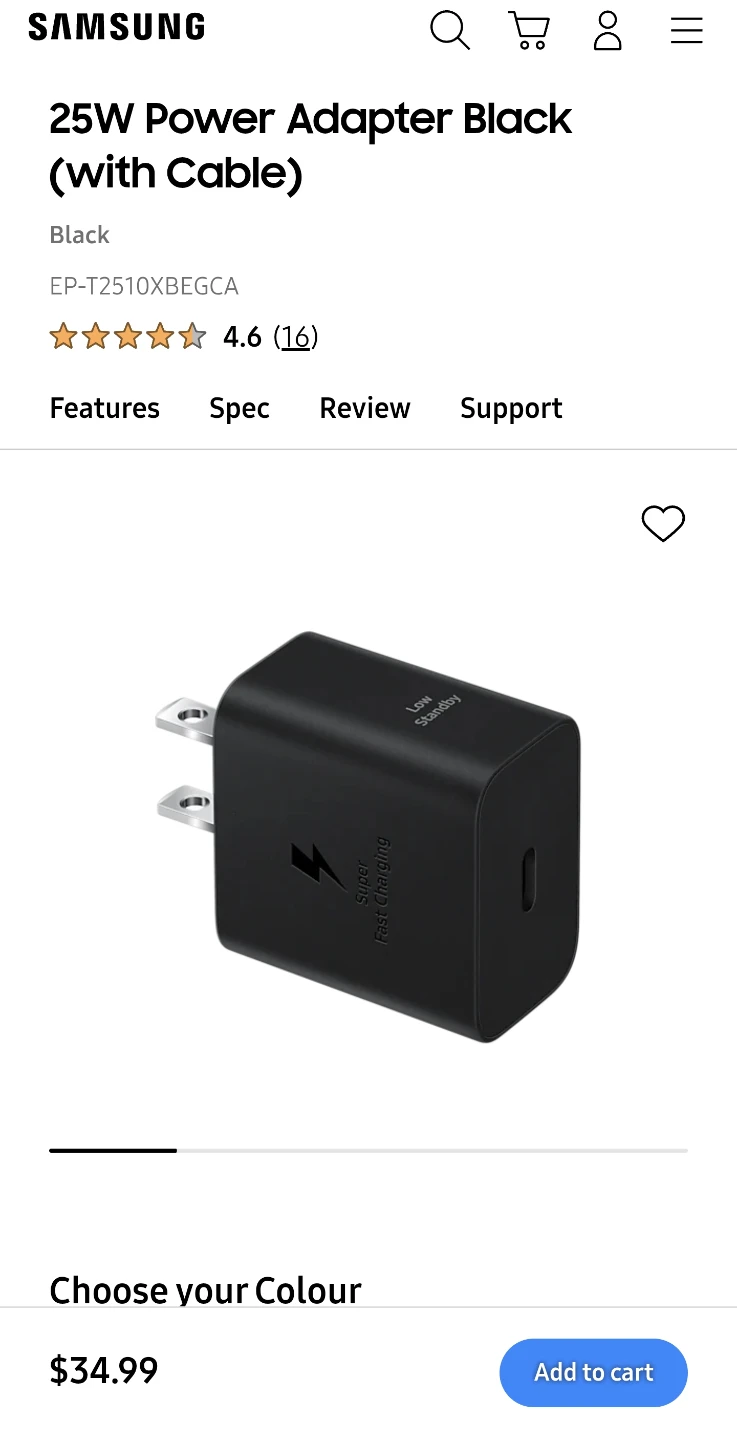 Samsung 25W Power Adapter with Cable