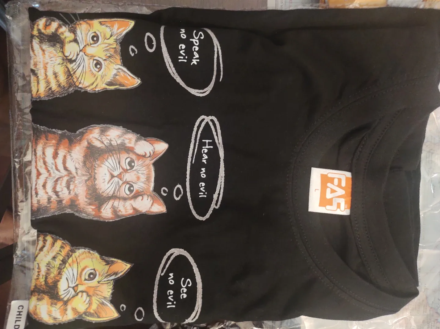 FAS Black T-Shirt with Cats