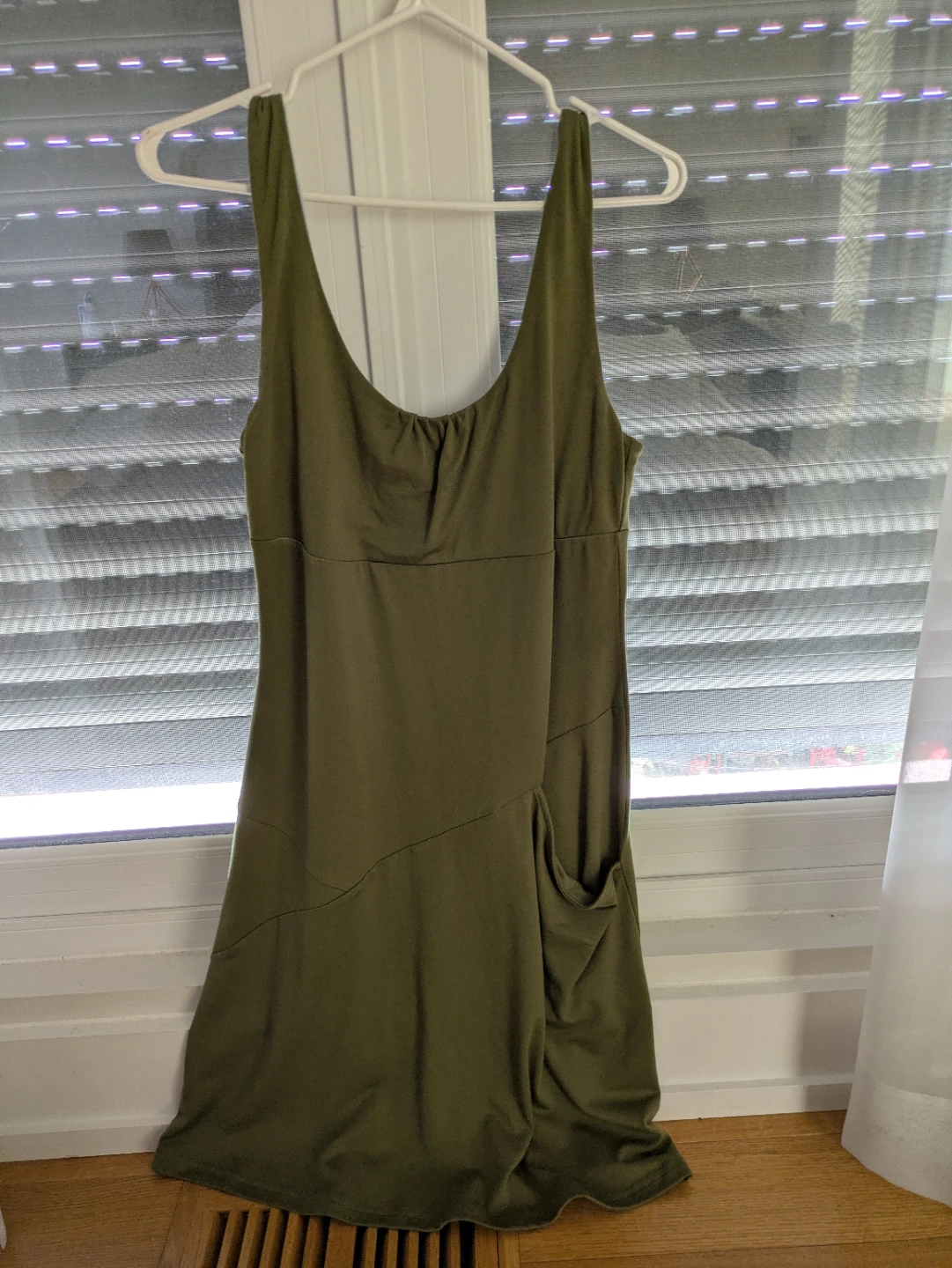 Olive Green Tank Dress with Pockets
