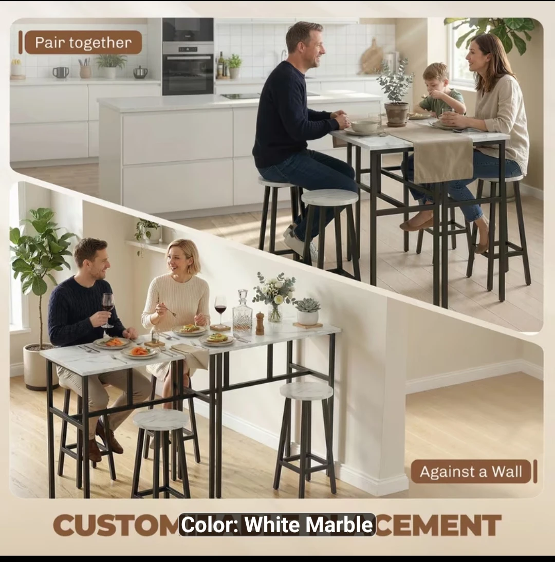 6-Piece Bar Set - White Marble Finish - photo 5