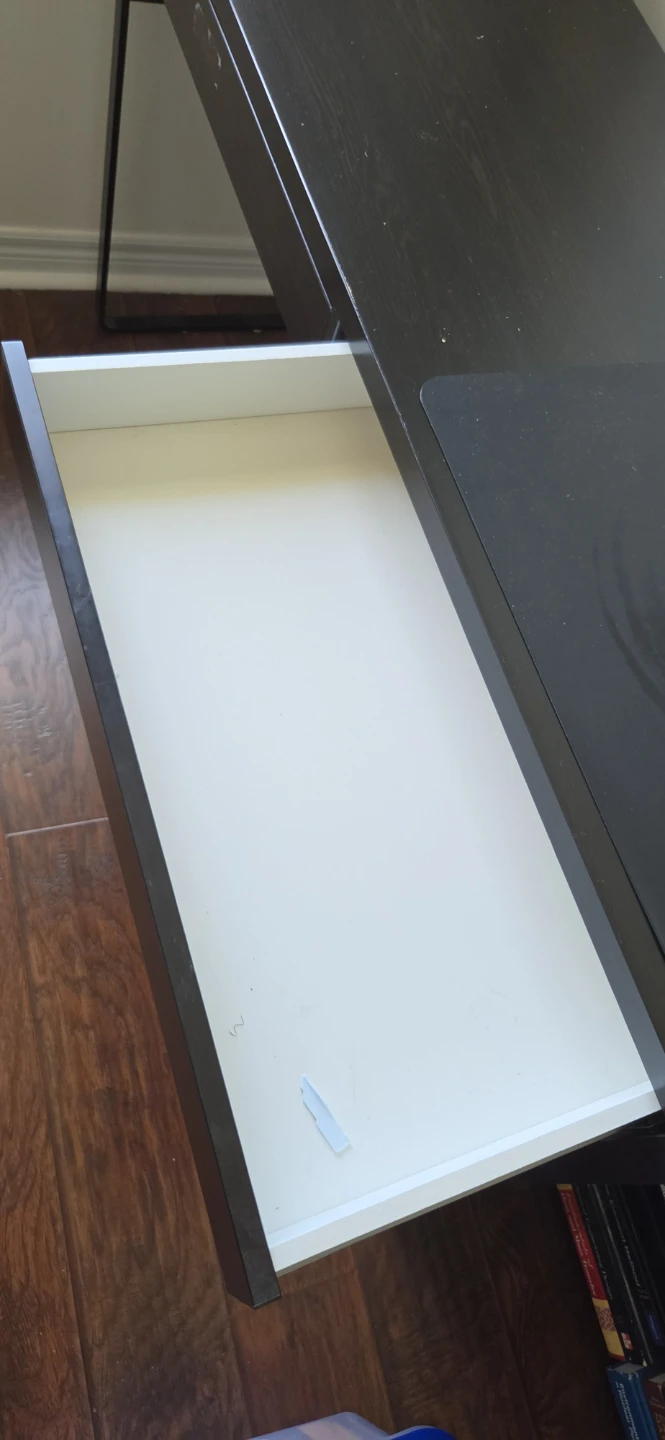 Black Ikea Desk with Drawers plus matching shelf - photo 4