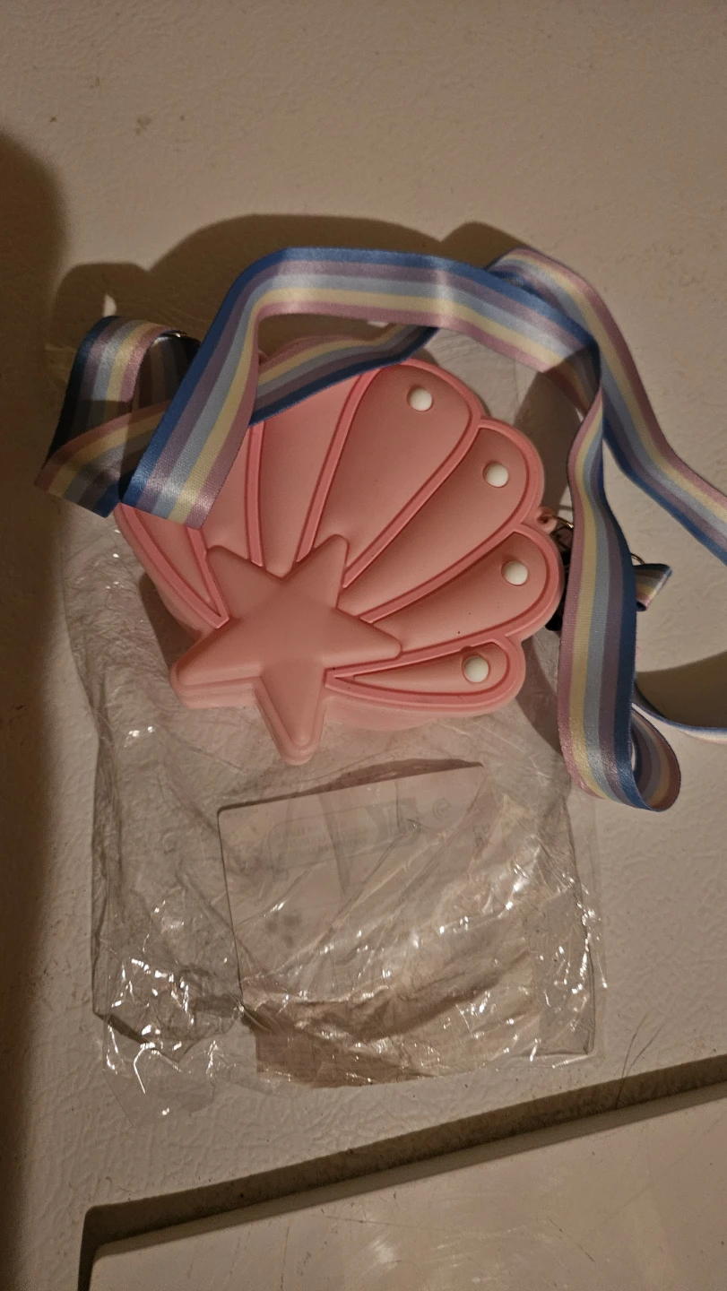 Pink Seashell Coin Purse with Rainbow Strap - photo 2