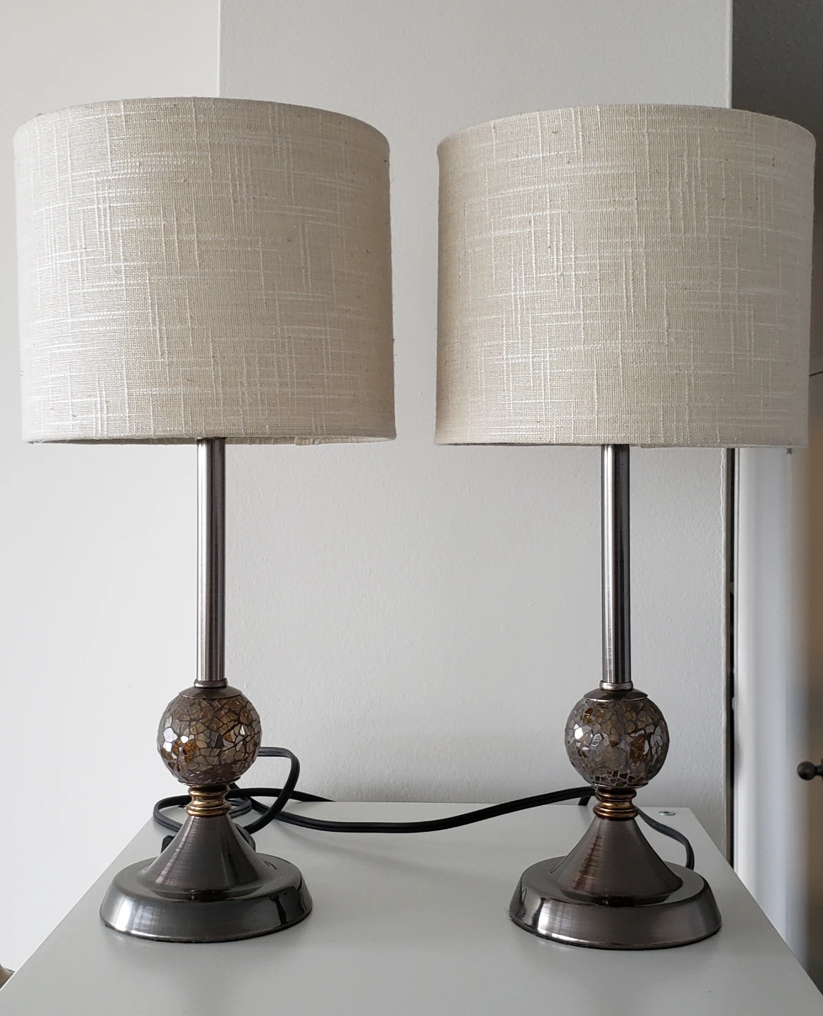 Pair of Table Lamps with Decorative Base